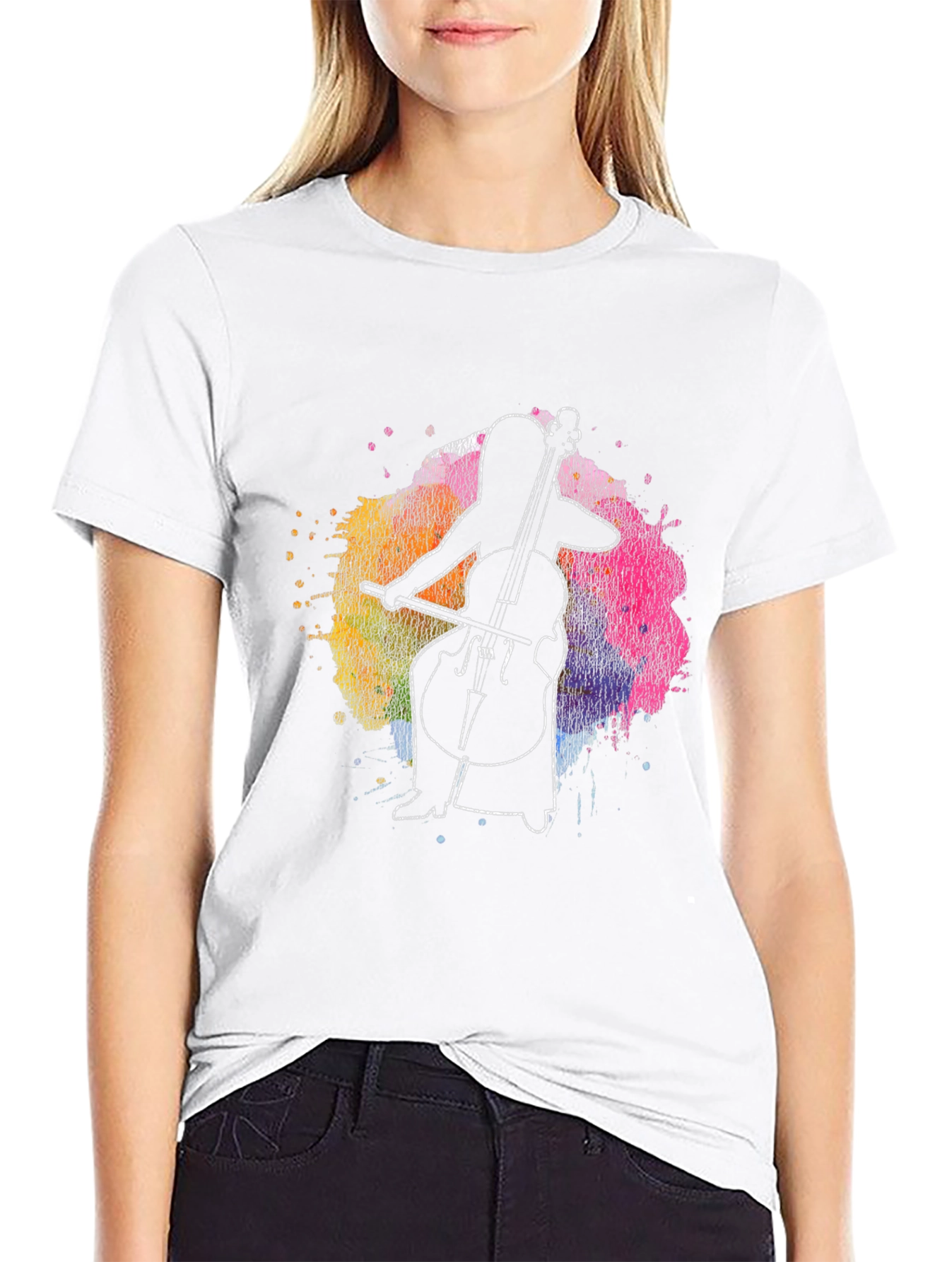 Cello Player Graphic Tee - Artistic Music Lover Shirt