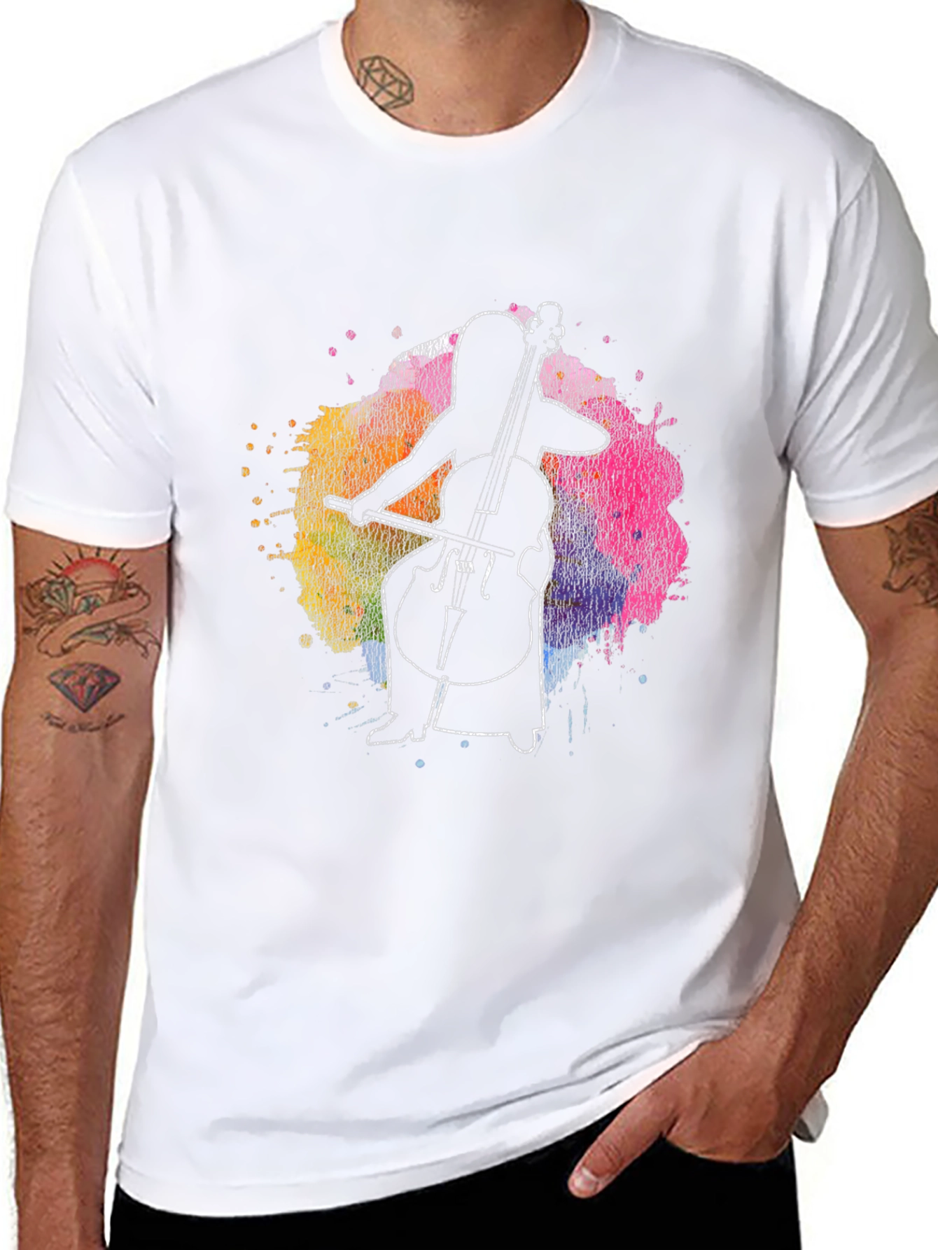 Cello Player Graphic Tee - Artistic Music Lover Shirt