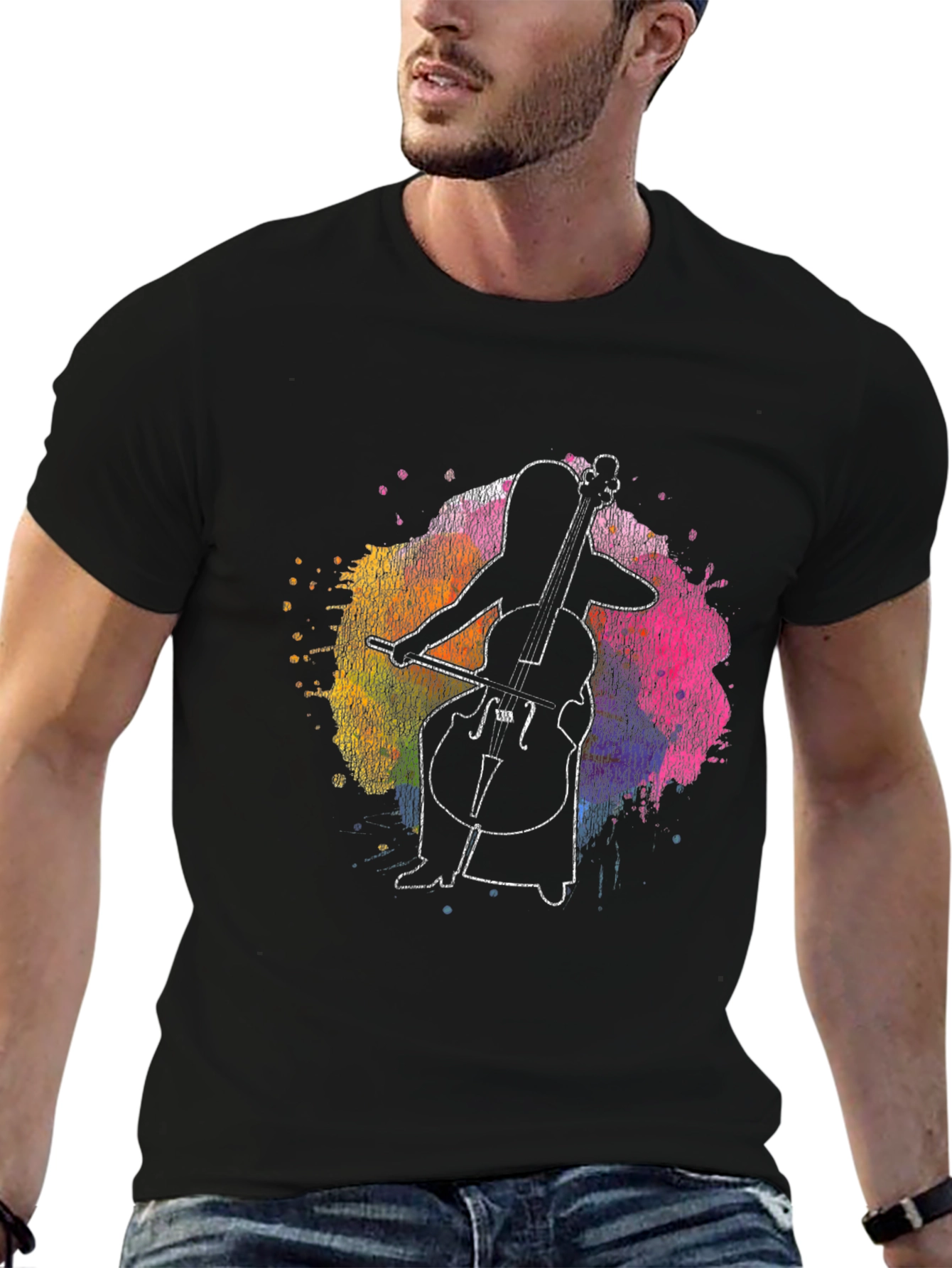 Cello Player Graphic Tee - Artistic Music Lover Shirt