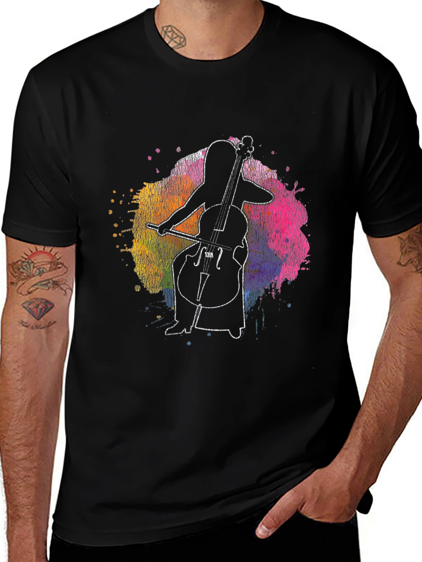 Cello Player Graphic Tee - Artistic Music Lover Shirt