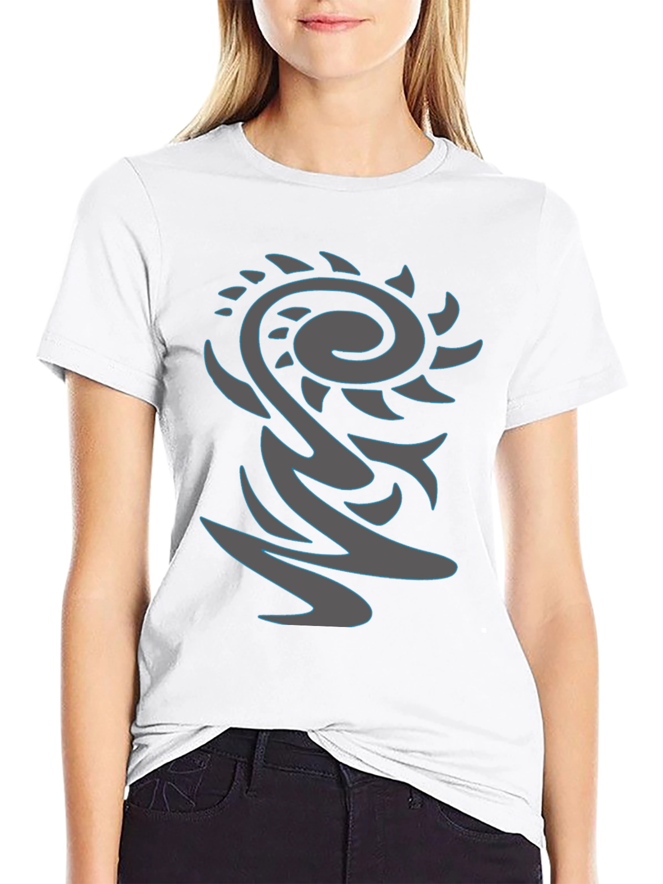 Abstract Graphic Print Black Tee