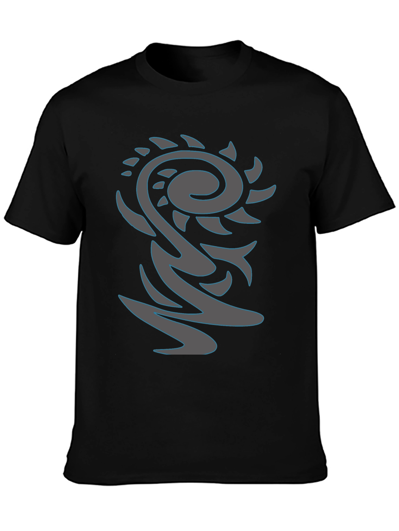 Abstract Graphic Print Black Tee