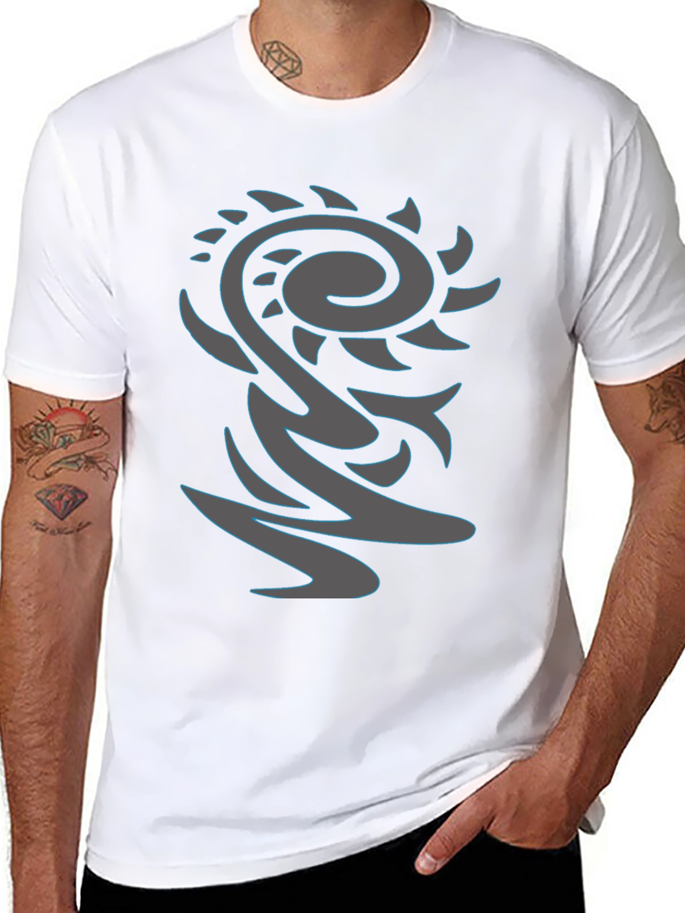 Abstract Graphic Print Black Tee