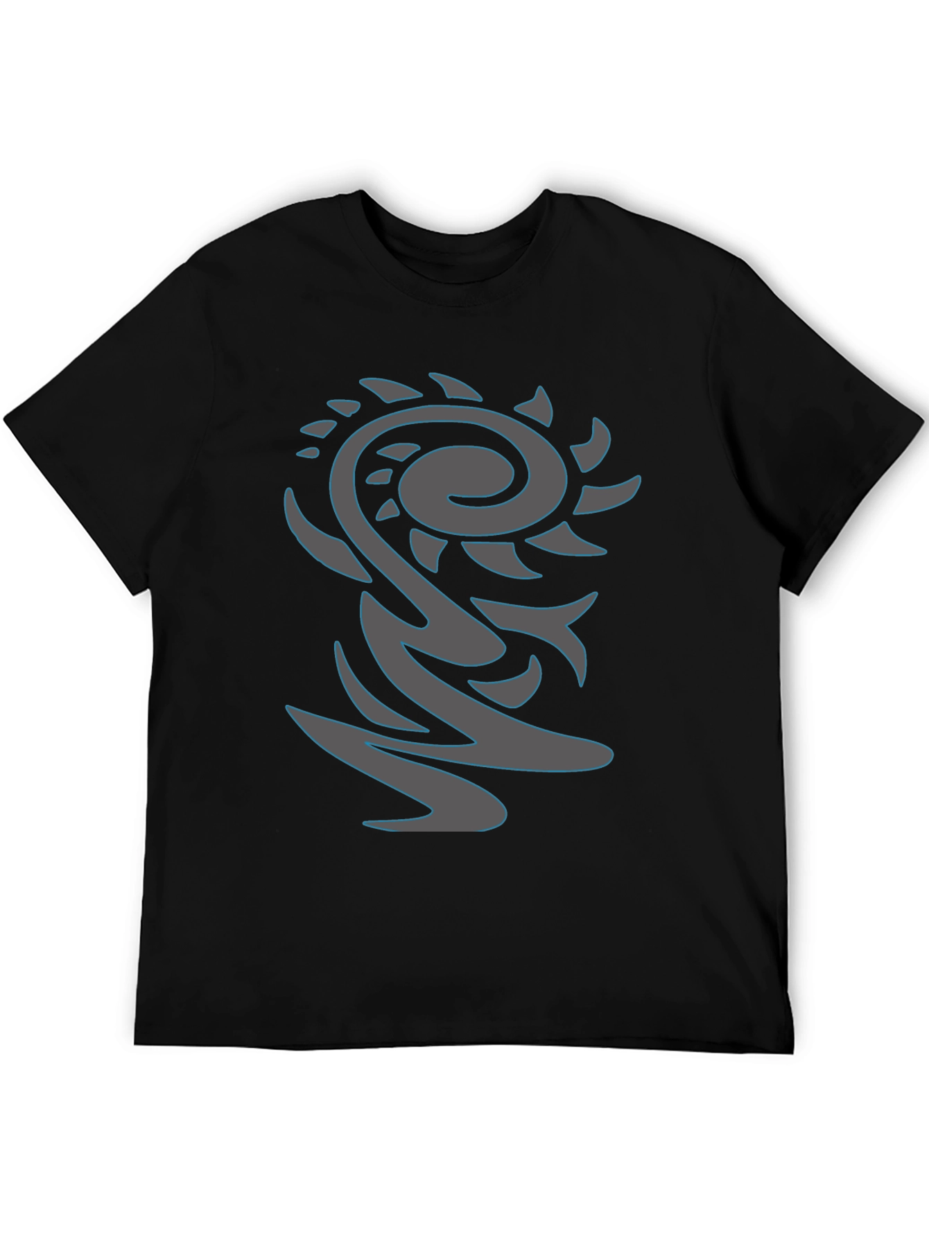 Abstract Graphic Print Black Tee