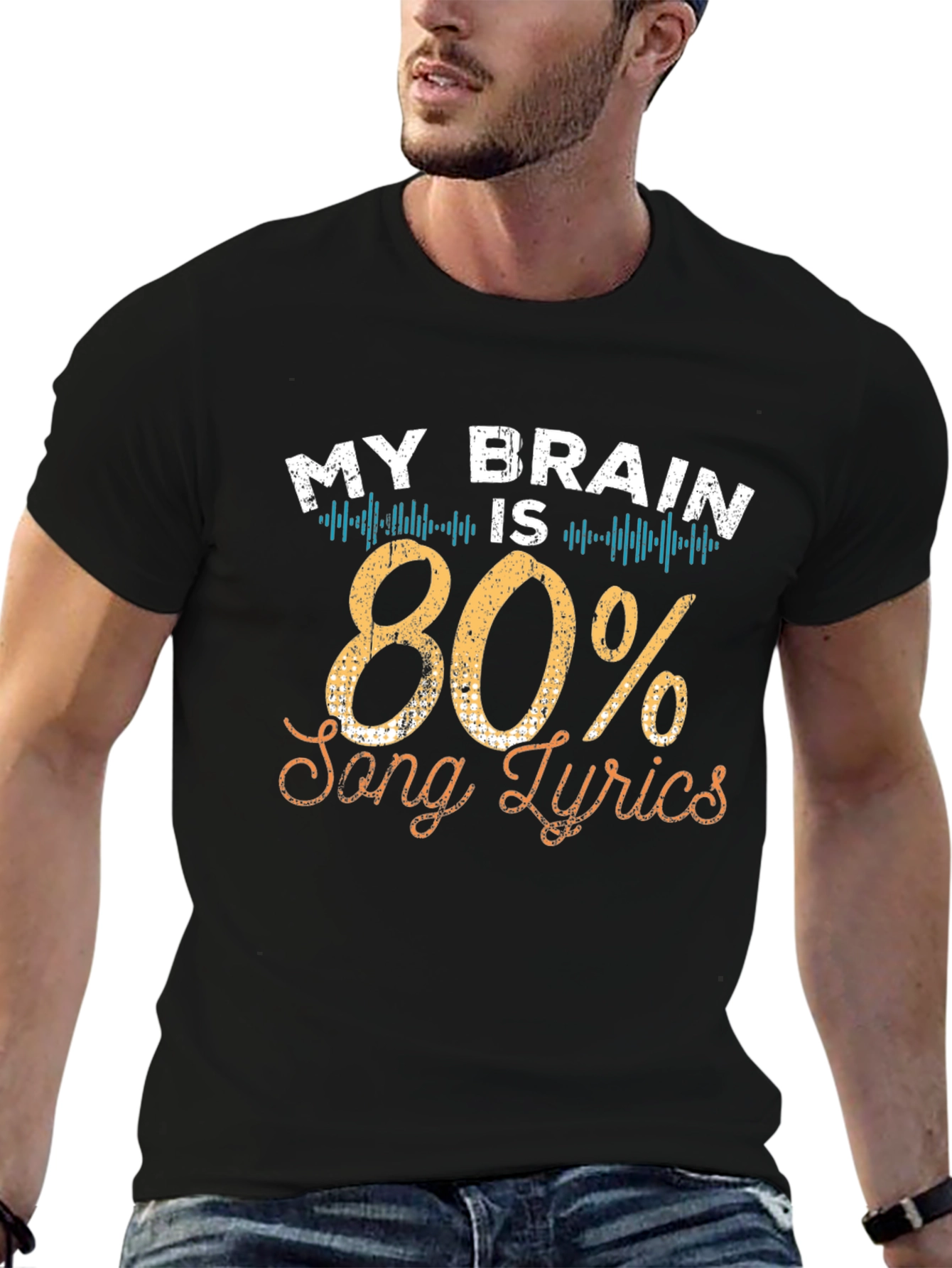 My Brain Is 80% Song Lyrics Funny Graphic Tee