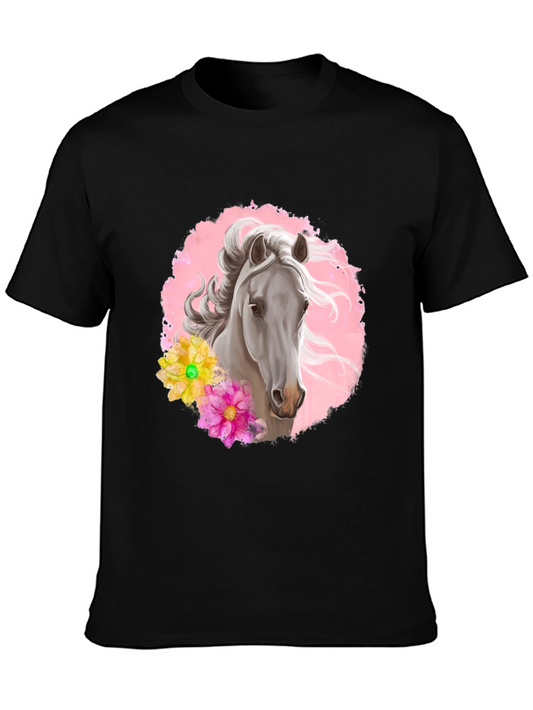 Horse & Floral Graphic Tee - Stylish Mens Shirt