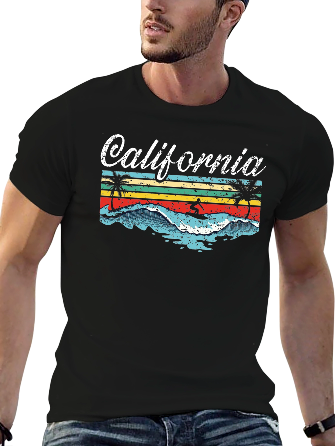 California Surfing Graphic Tee - Retro Beach Vibes