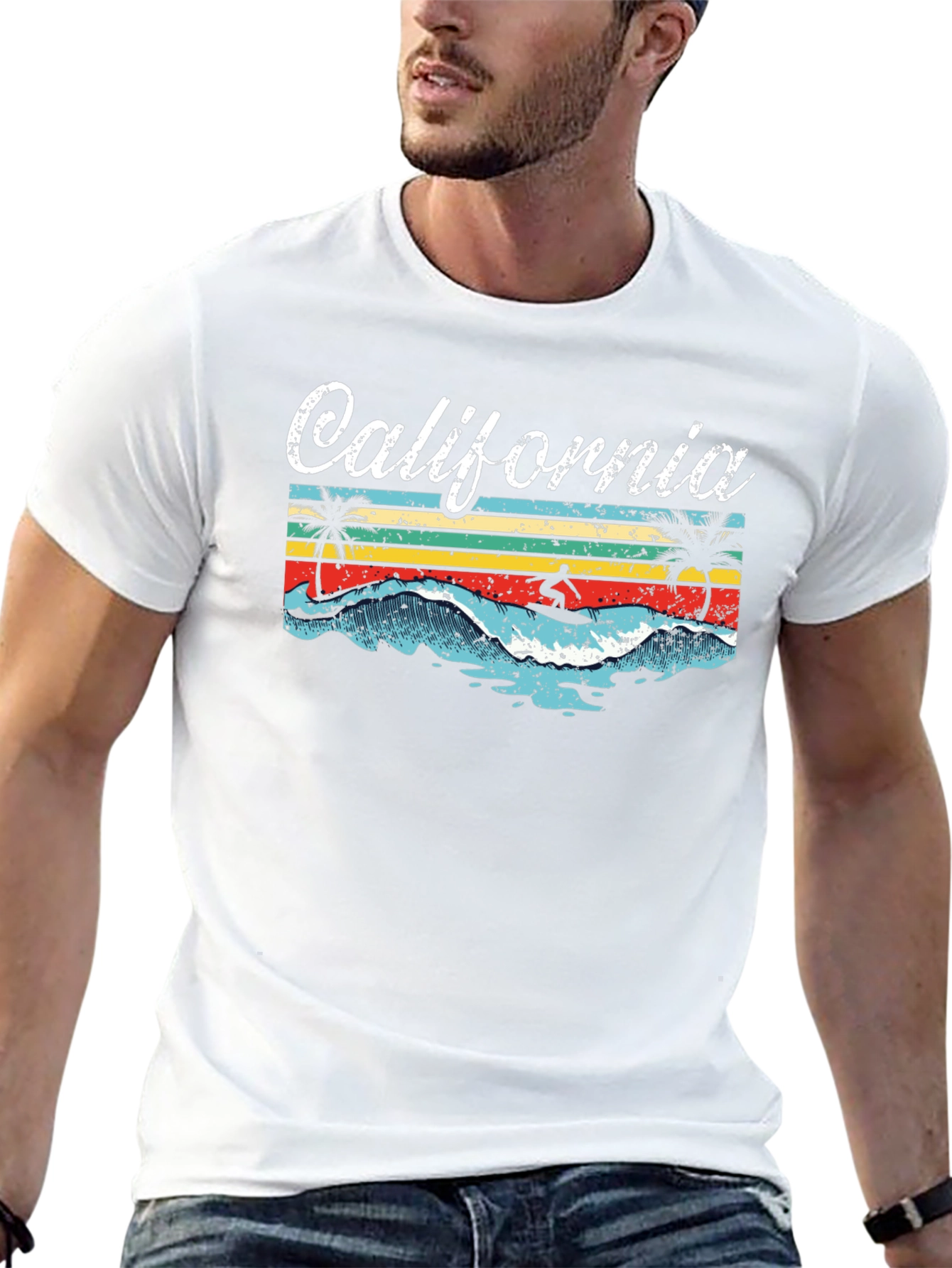 California Surfing Graphic Tee - Retro Beach Vibes