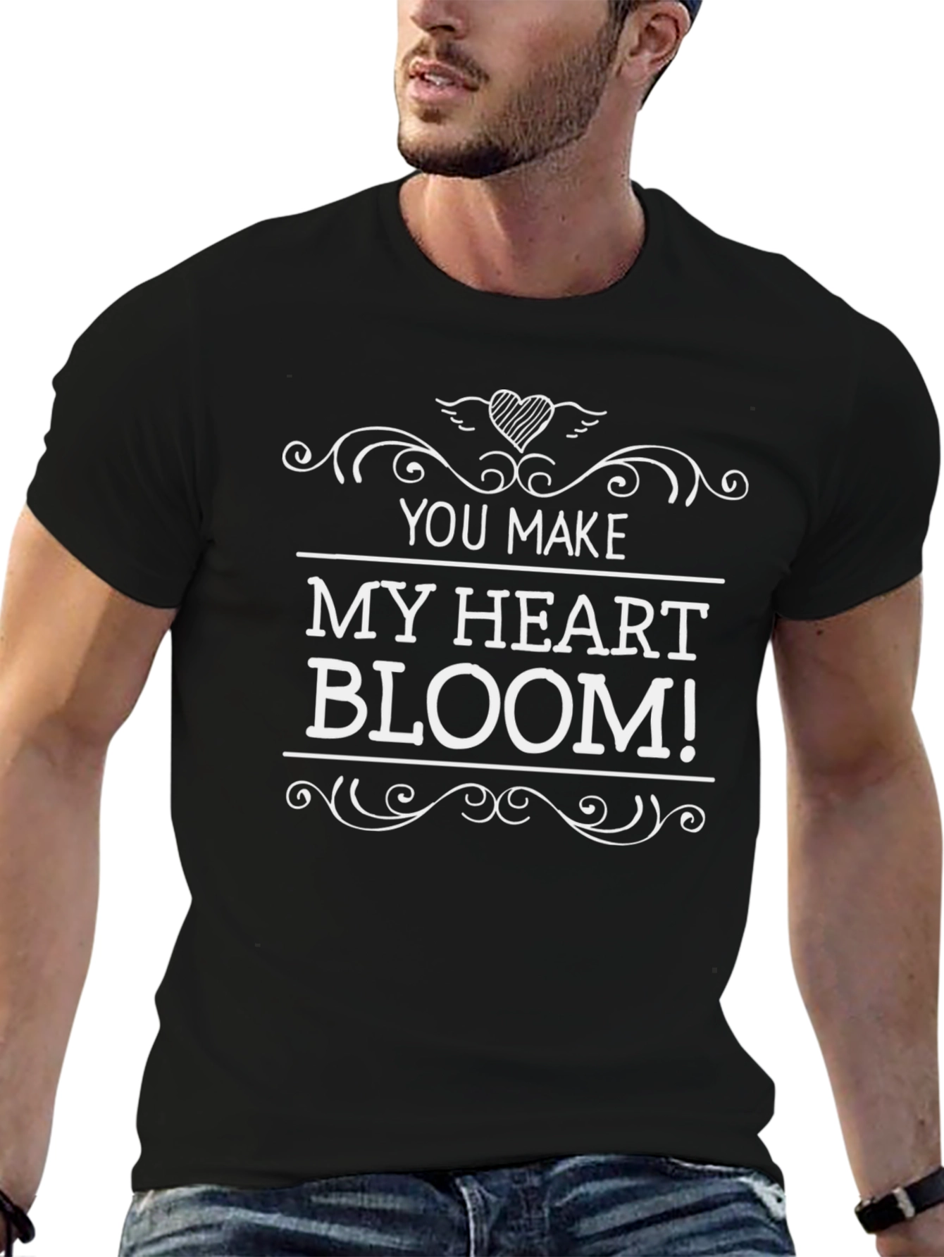 You Make My Heart Bloom Black Graphic Tee