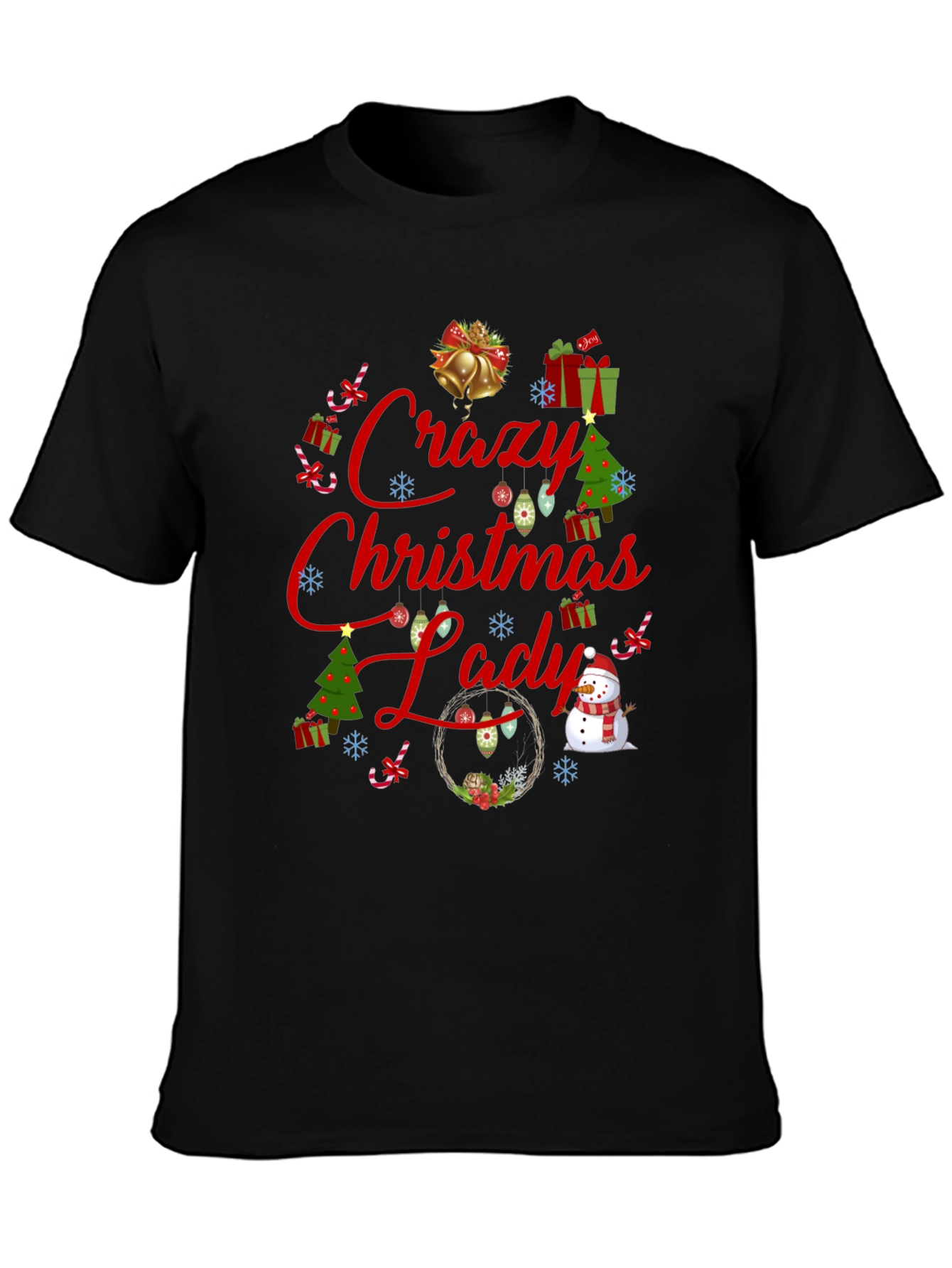 Crazy Christmas Lady Graphic T-Shirt