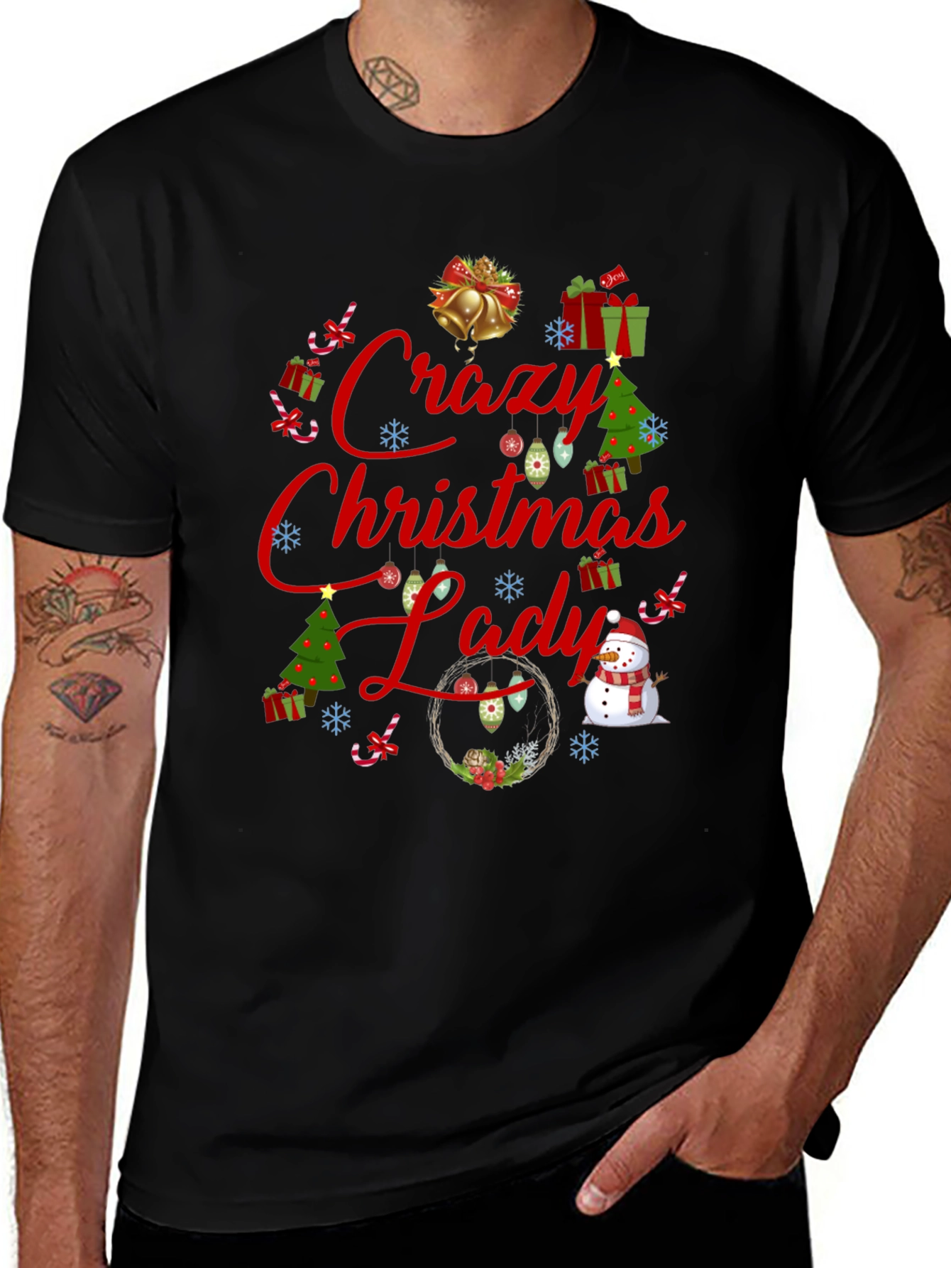 Crazy Christmas Lady Graphic T-Shirt