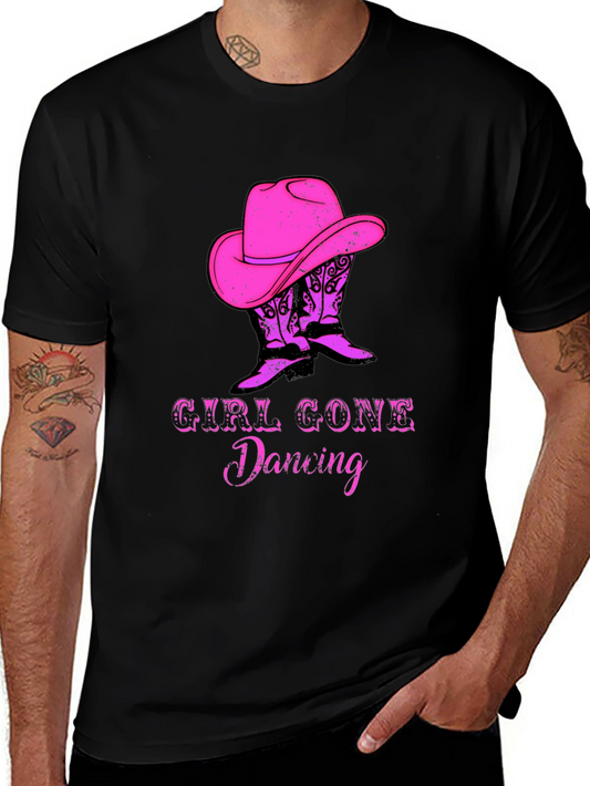 Girl Gone Dancing Pink Cowboy Hat & Boots Graphic Tee