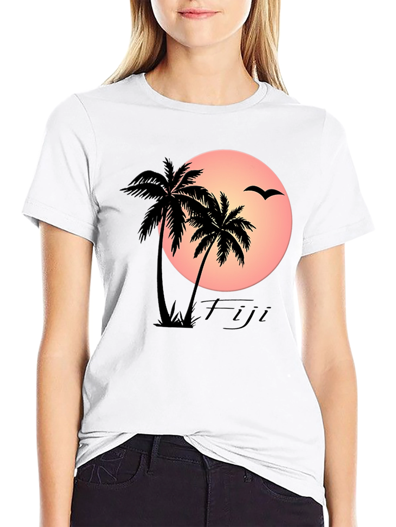 Fiji Sunset T-Shirt Palm Tree Island Graphic Tee