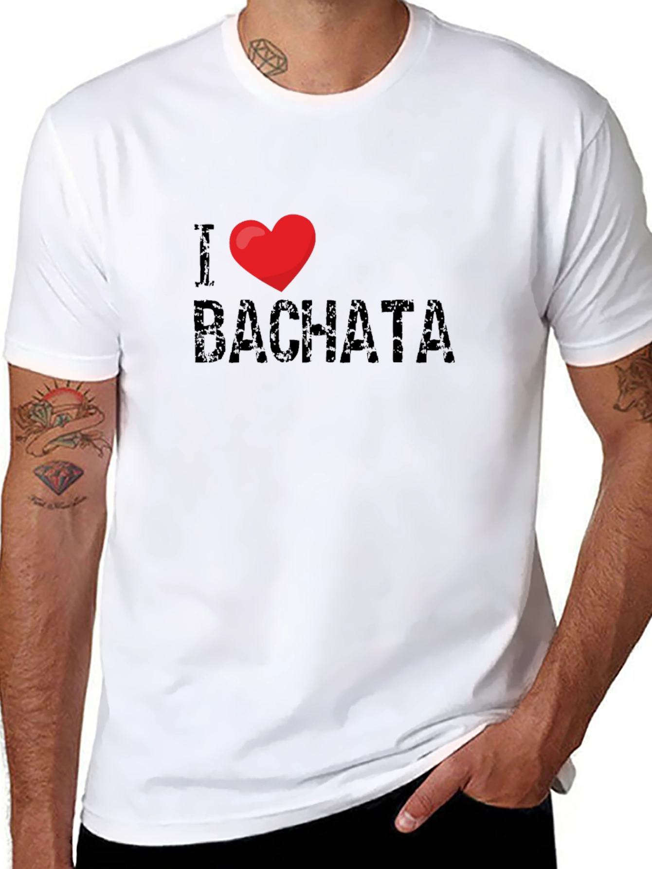 I Love Bachata Black Graphic T-Shirt