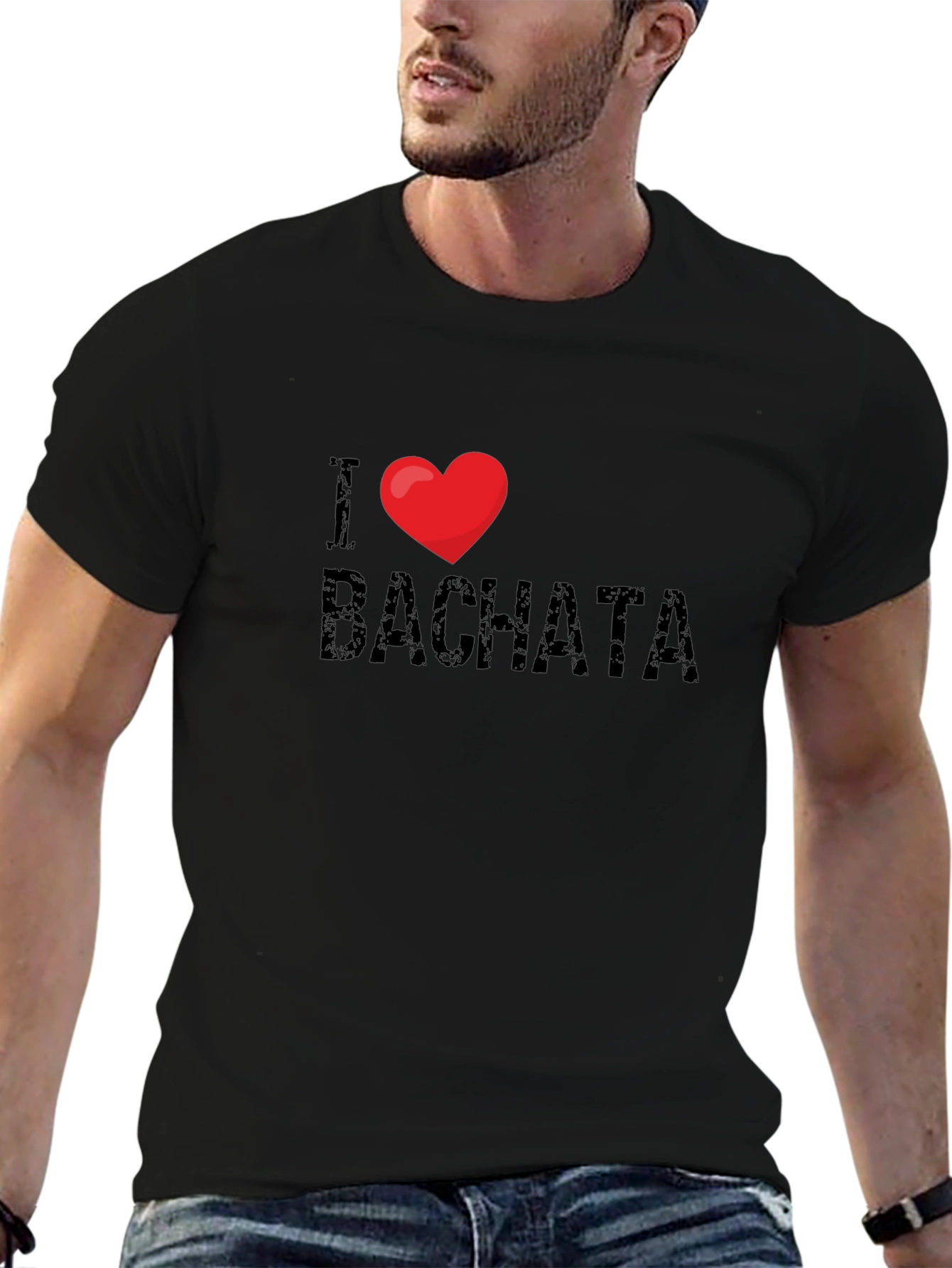 I Love Bachata Black Graphic T-Shirt