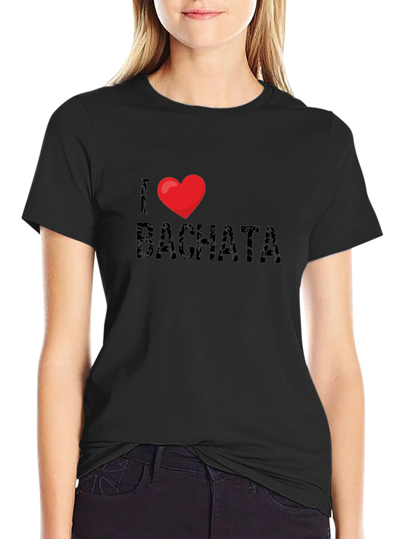 I Love Bachata Black Graphic T-Shirt