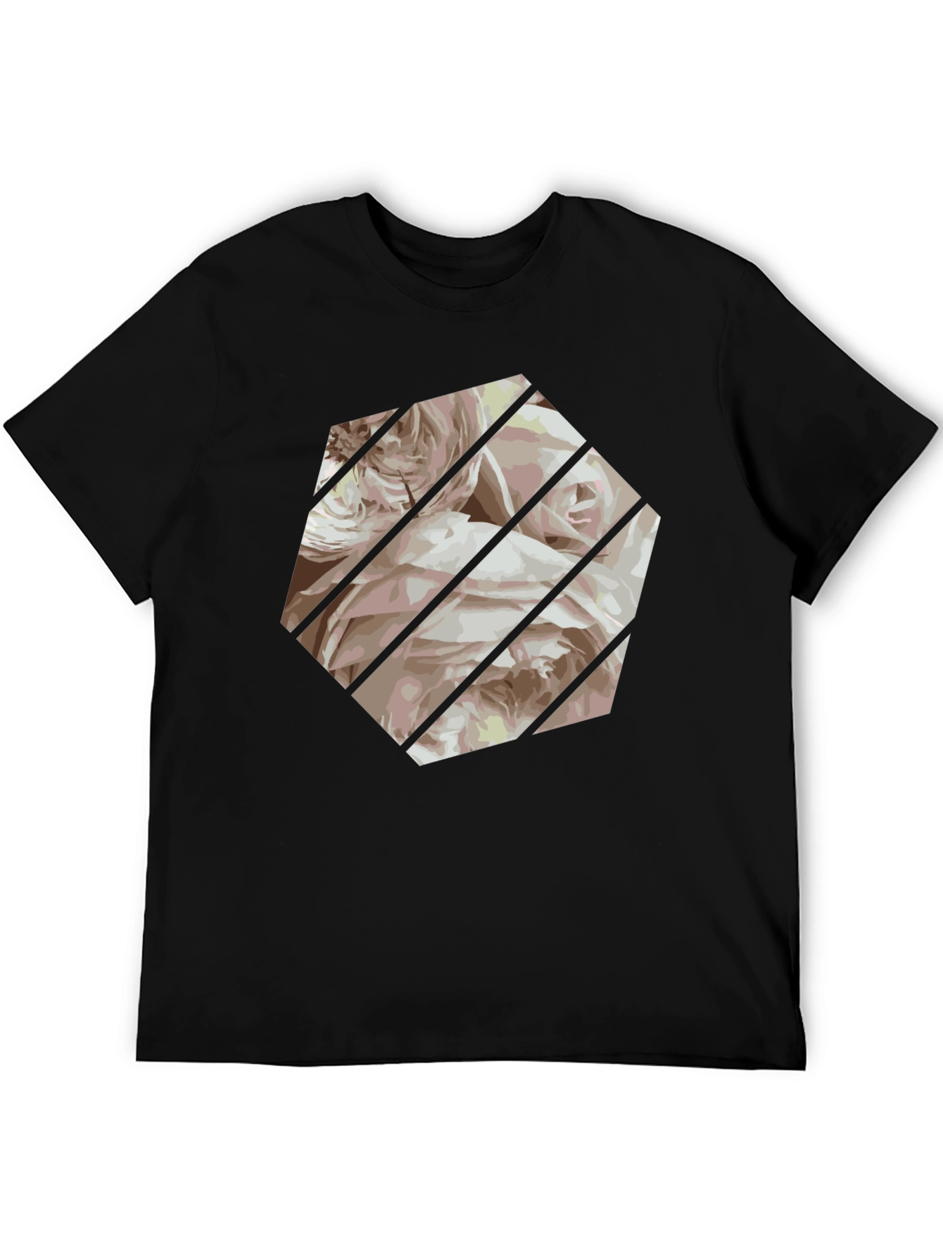 Floral Hexagon Black T-Shirt