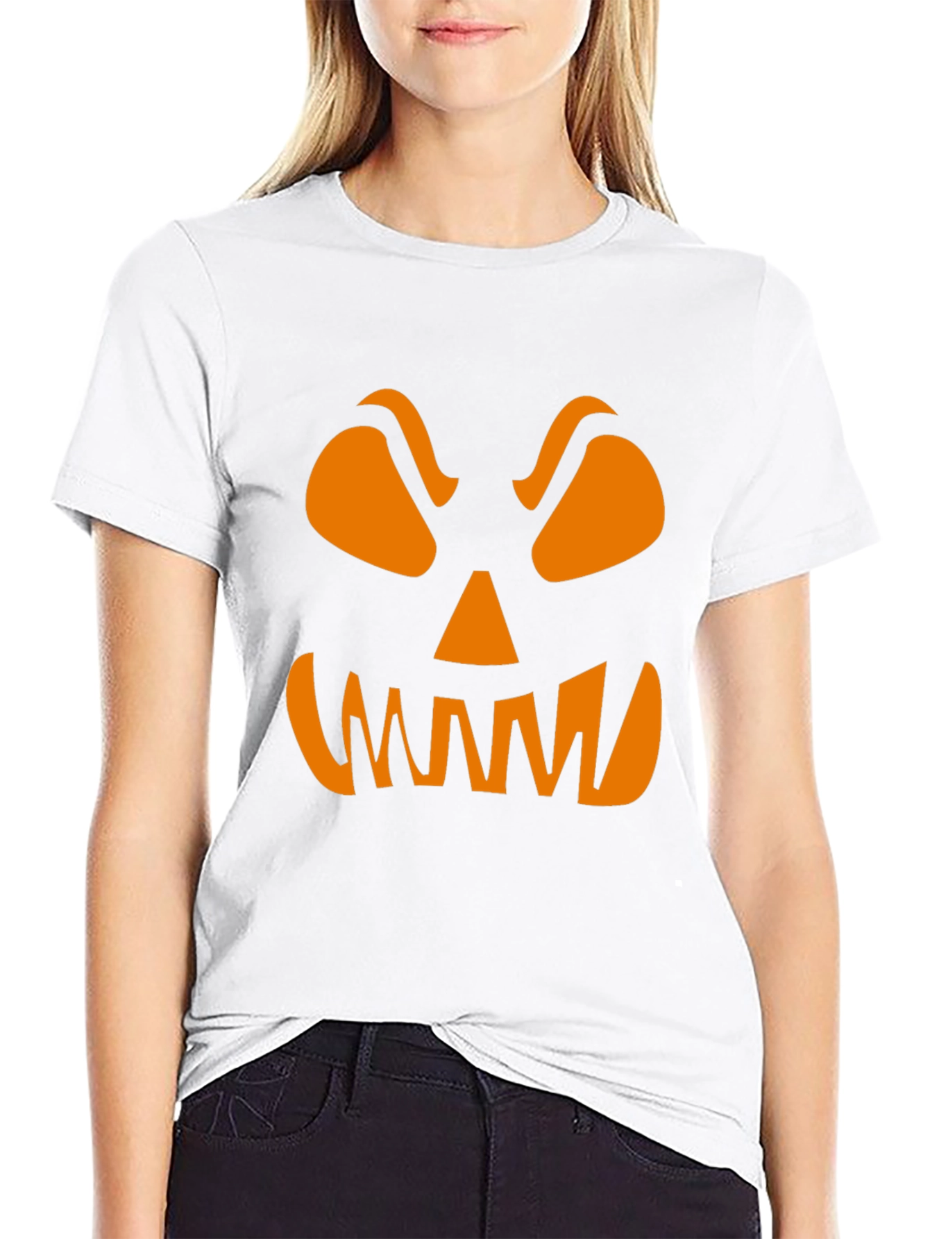 Spooky Pumpkin Face Graphic Tee - Halloween Shirt