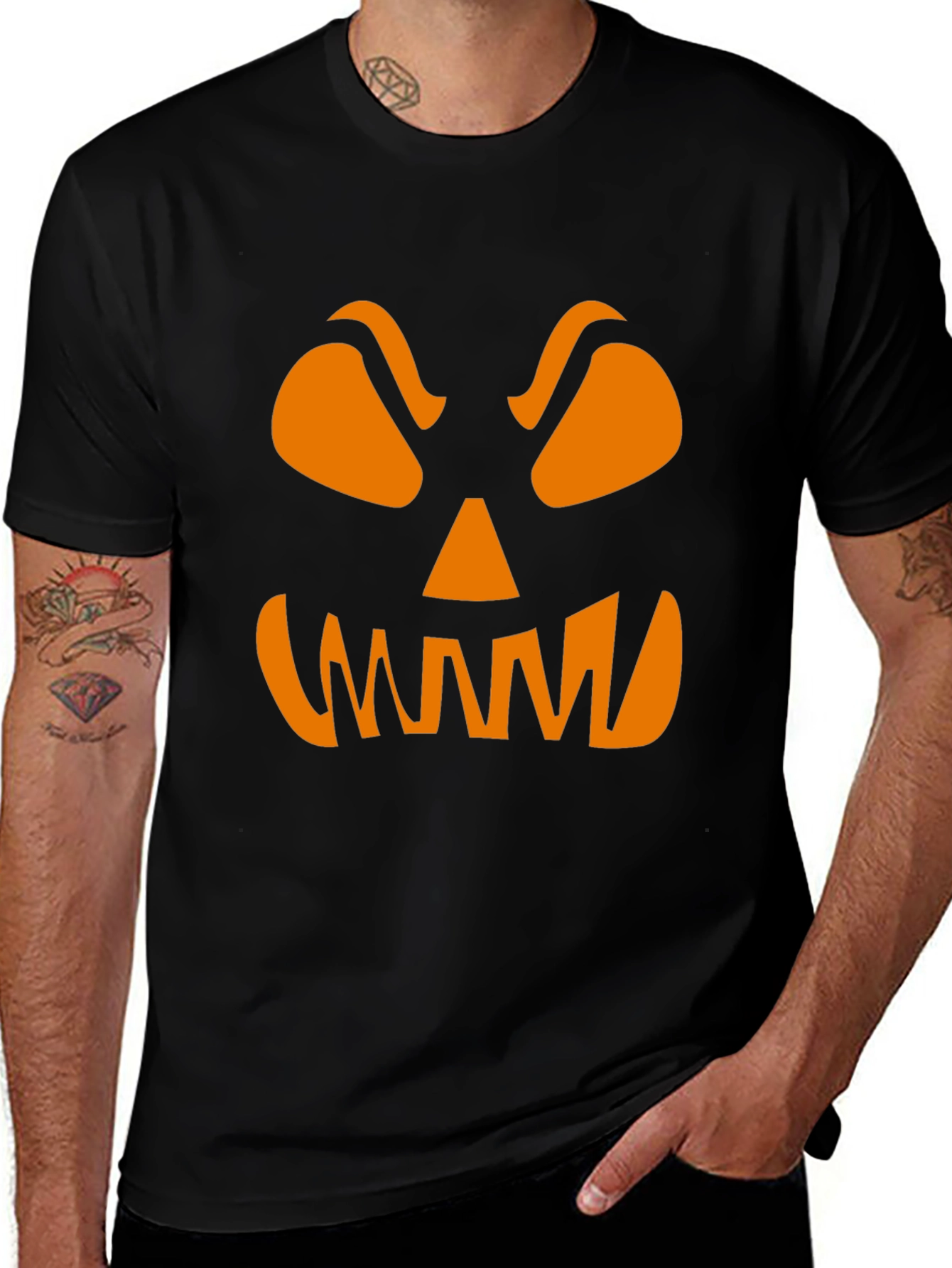 Spooky Pumpkin Face Graphic Tee - Halloween Shirt