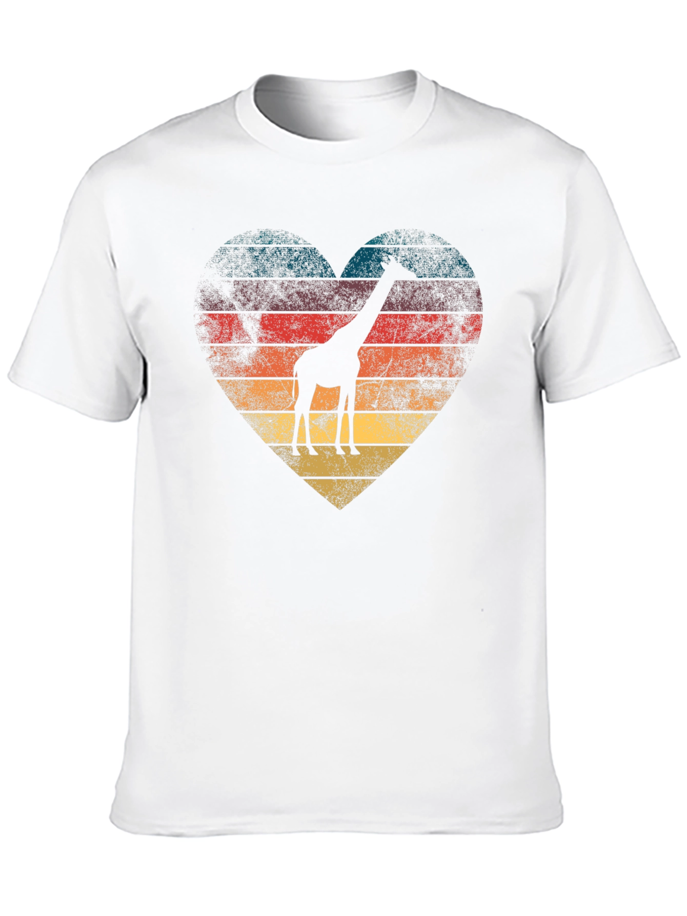 Retro Giraffe Heart Graphic Tee - Black T-Shirt