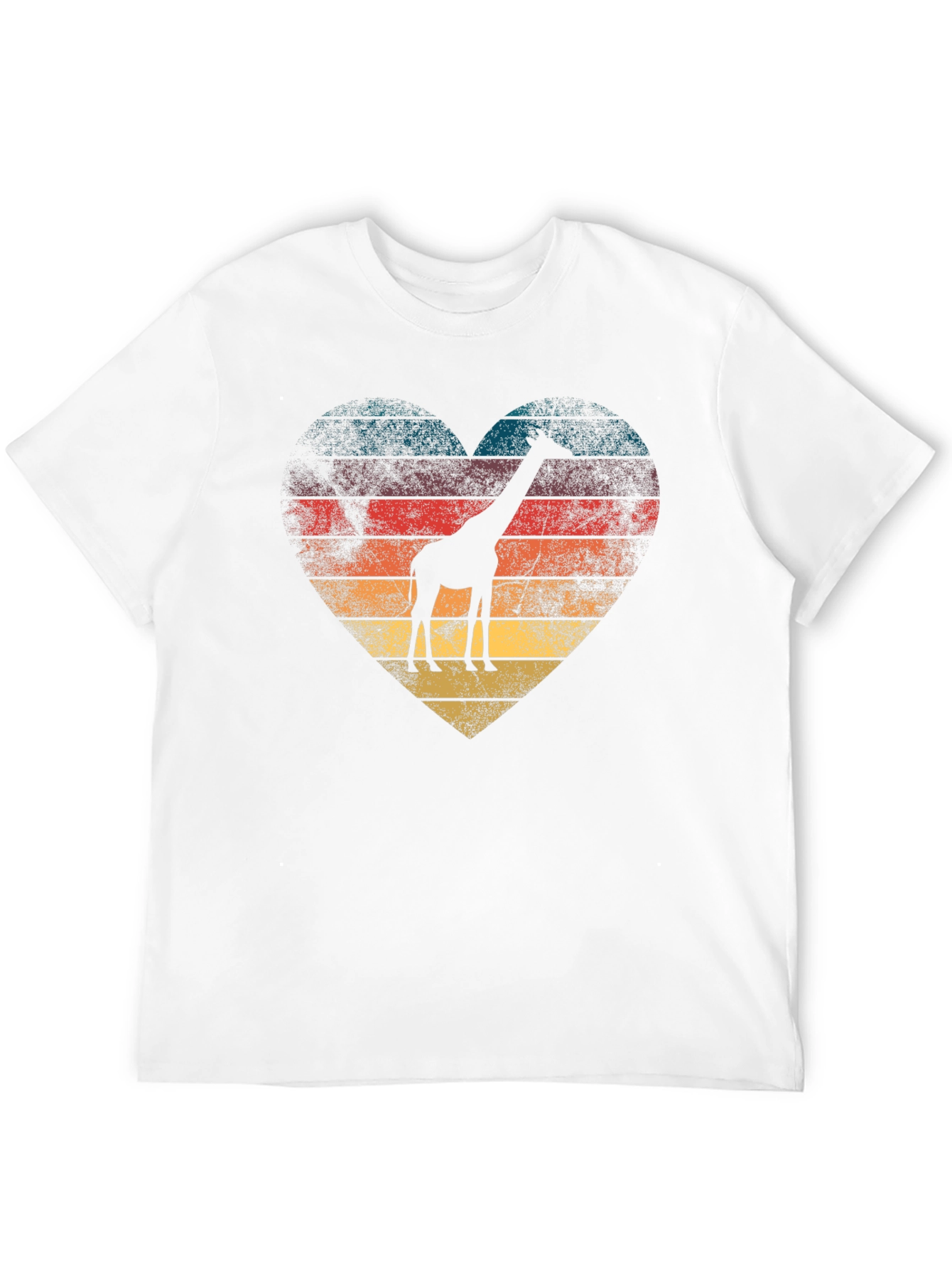 Retro Giraffe Heart Graphic Tee - Black T-Shirt