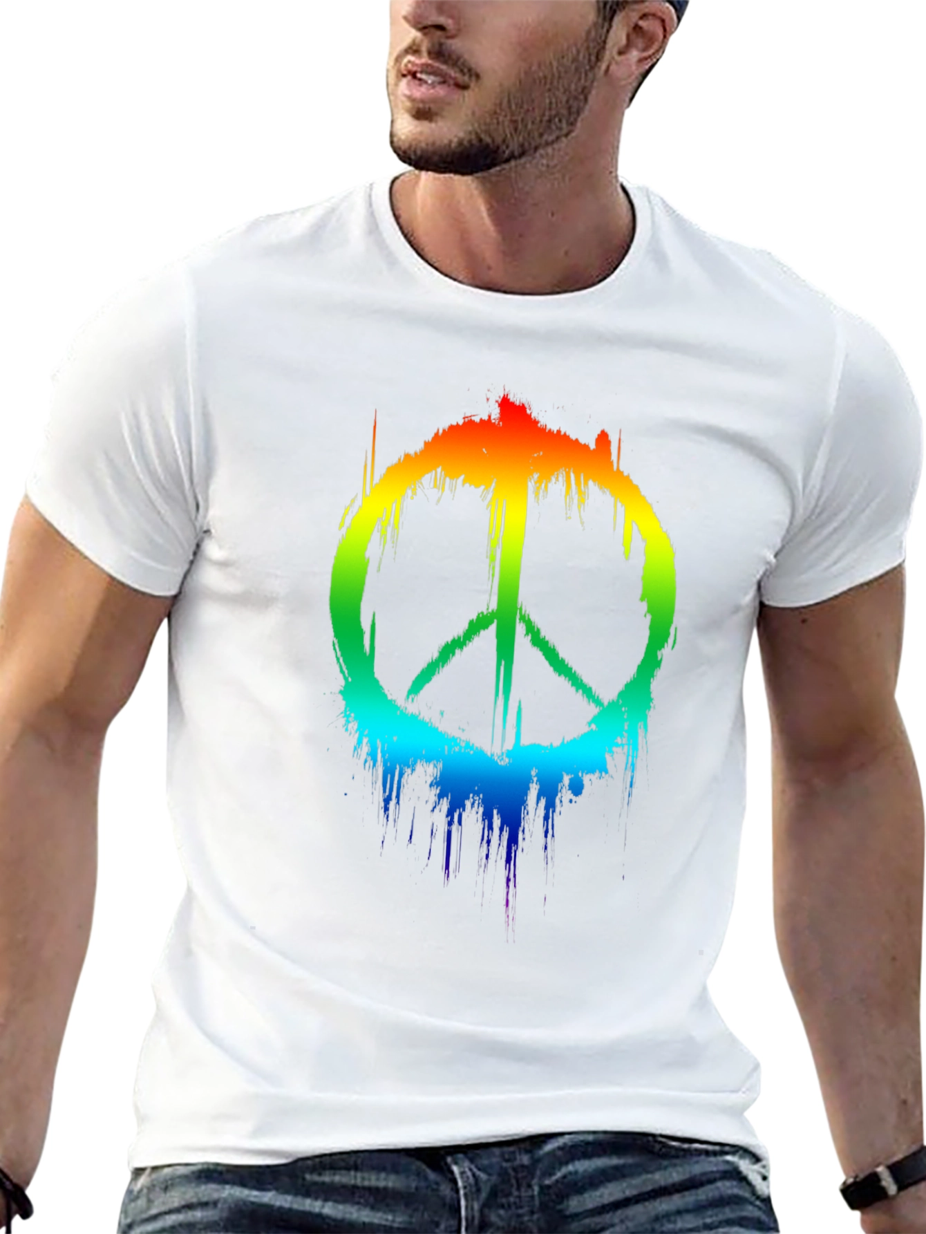 Rainbow Peace Sign Black T-Shirt