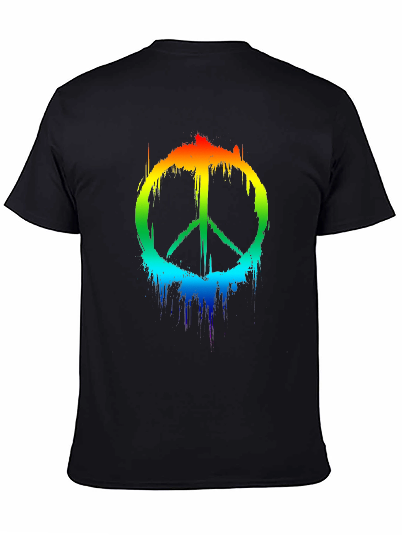 Rainbow Peace Sign Black T-Shirt