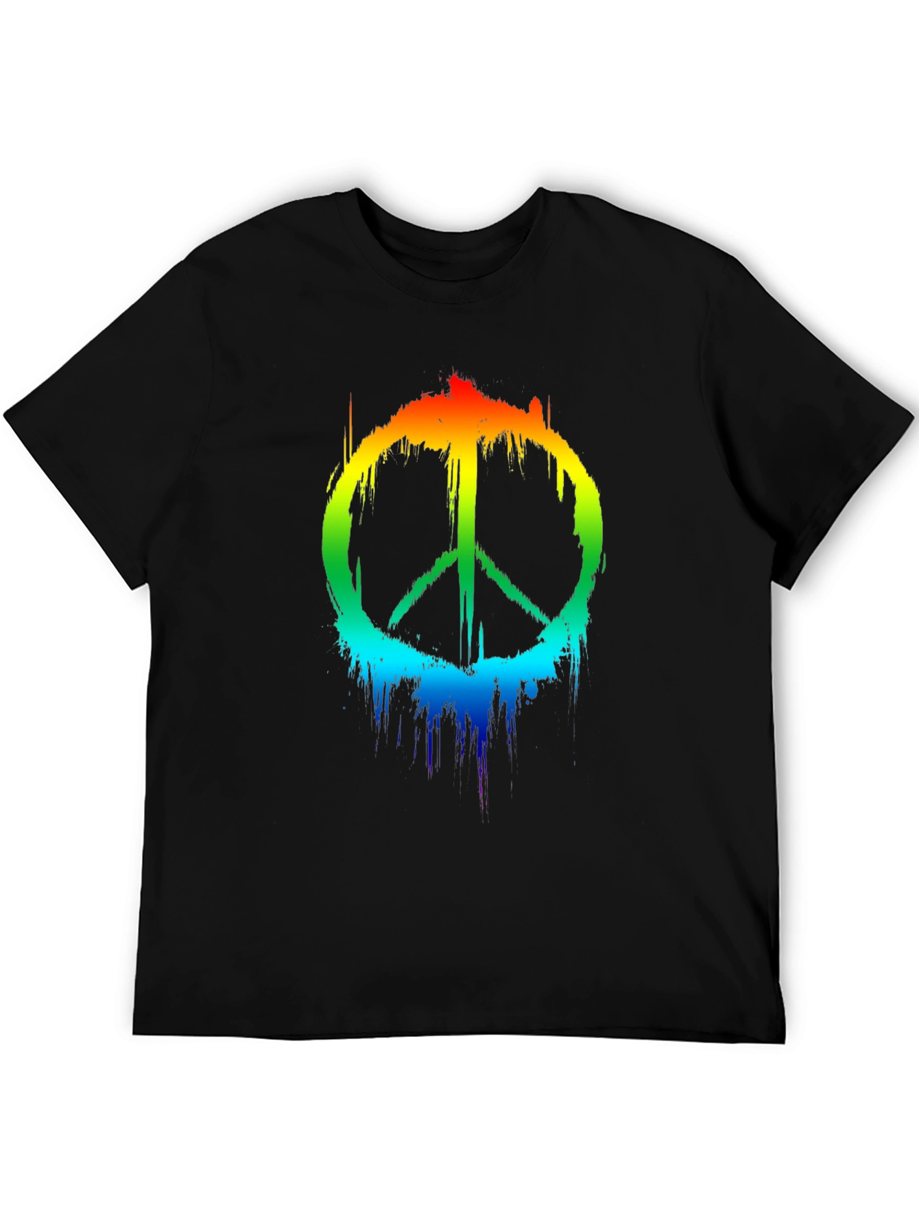 Rainbow Peace Sign Black T-Shirt