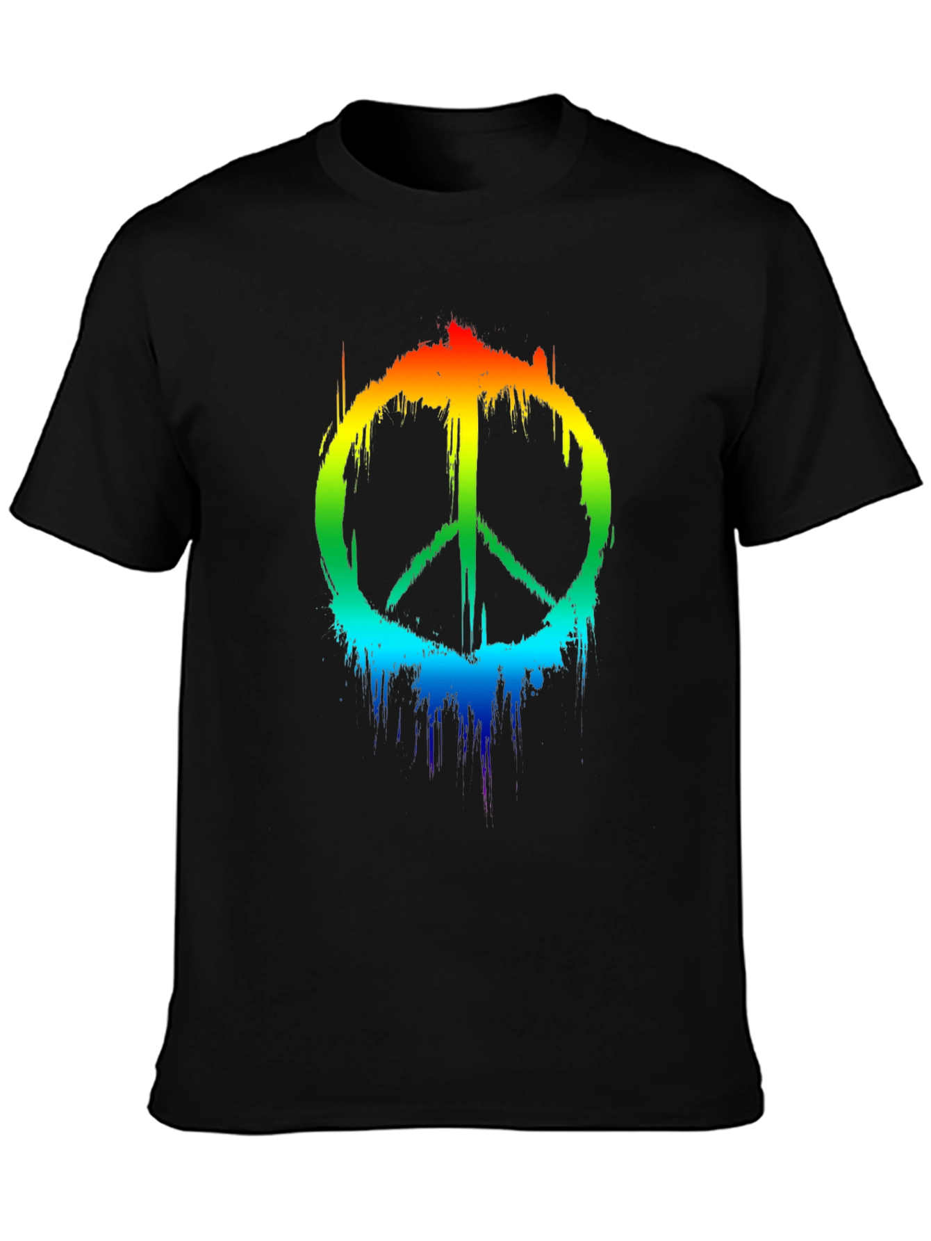 Rainbow Peace Sign Black T-Shirt