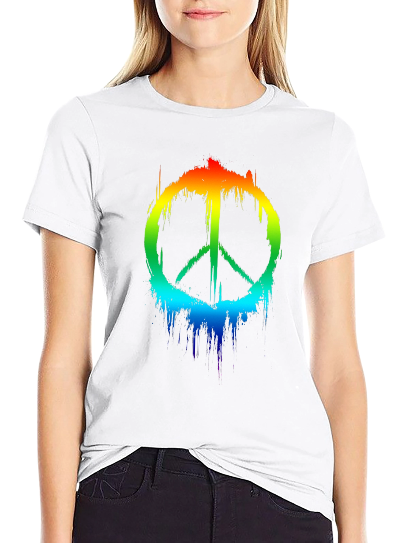 Rainbow Peace Sign Black T-Shirt