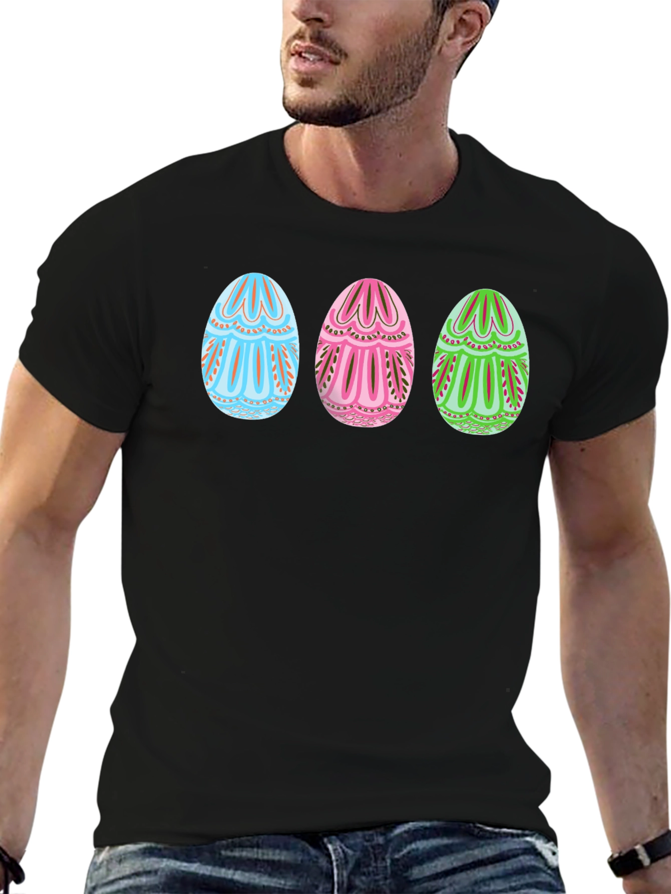 Easter Egg Pattern Crew Neck T-Shirt