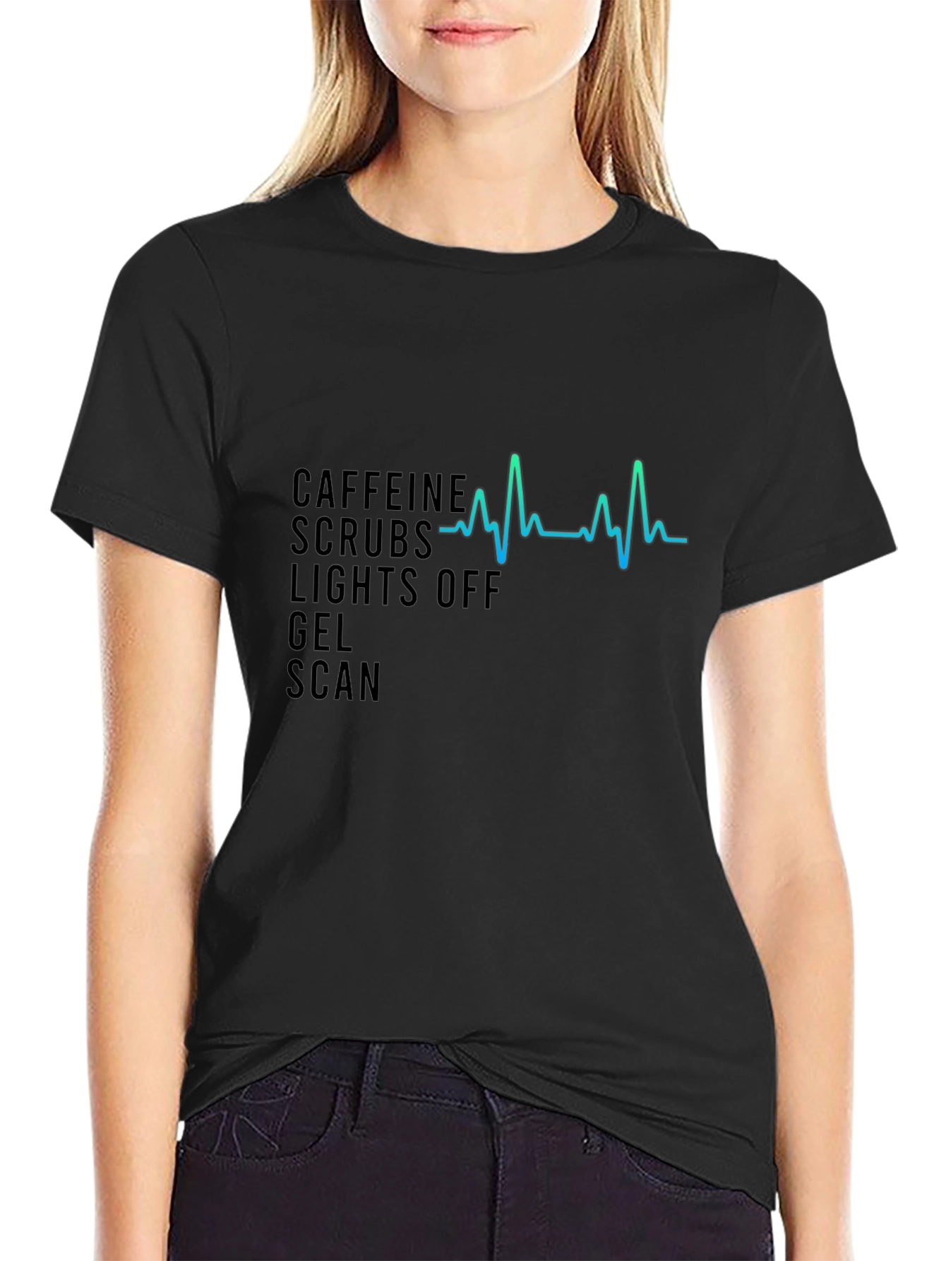 Caffeine Scrubs Heartbeat Tee - Medical Professional Shirt
