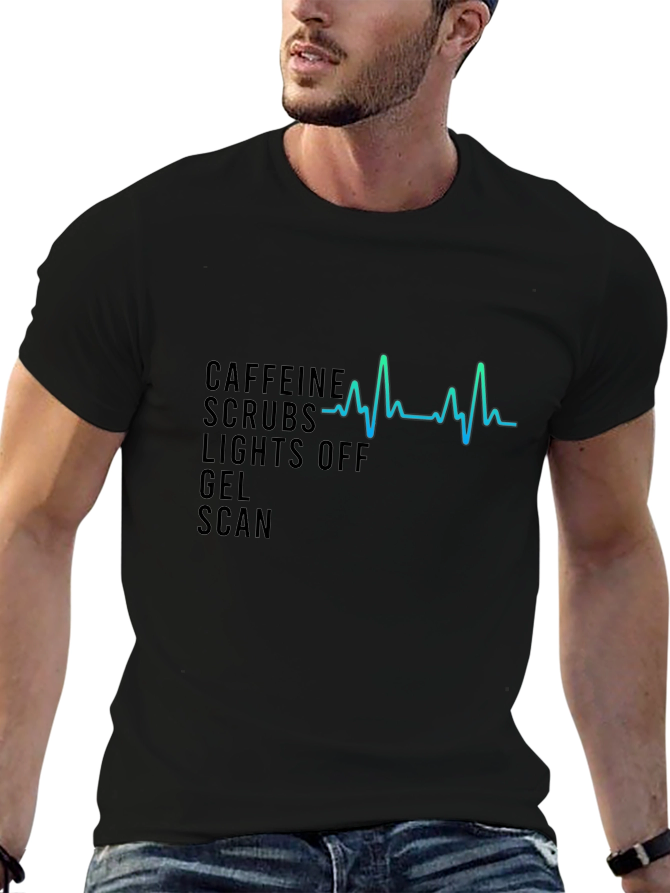 Caffeine Scrubs Heartbeat Tee - Medical Professional Shirt