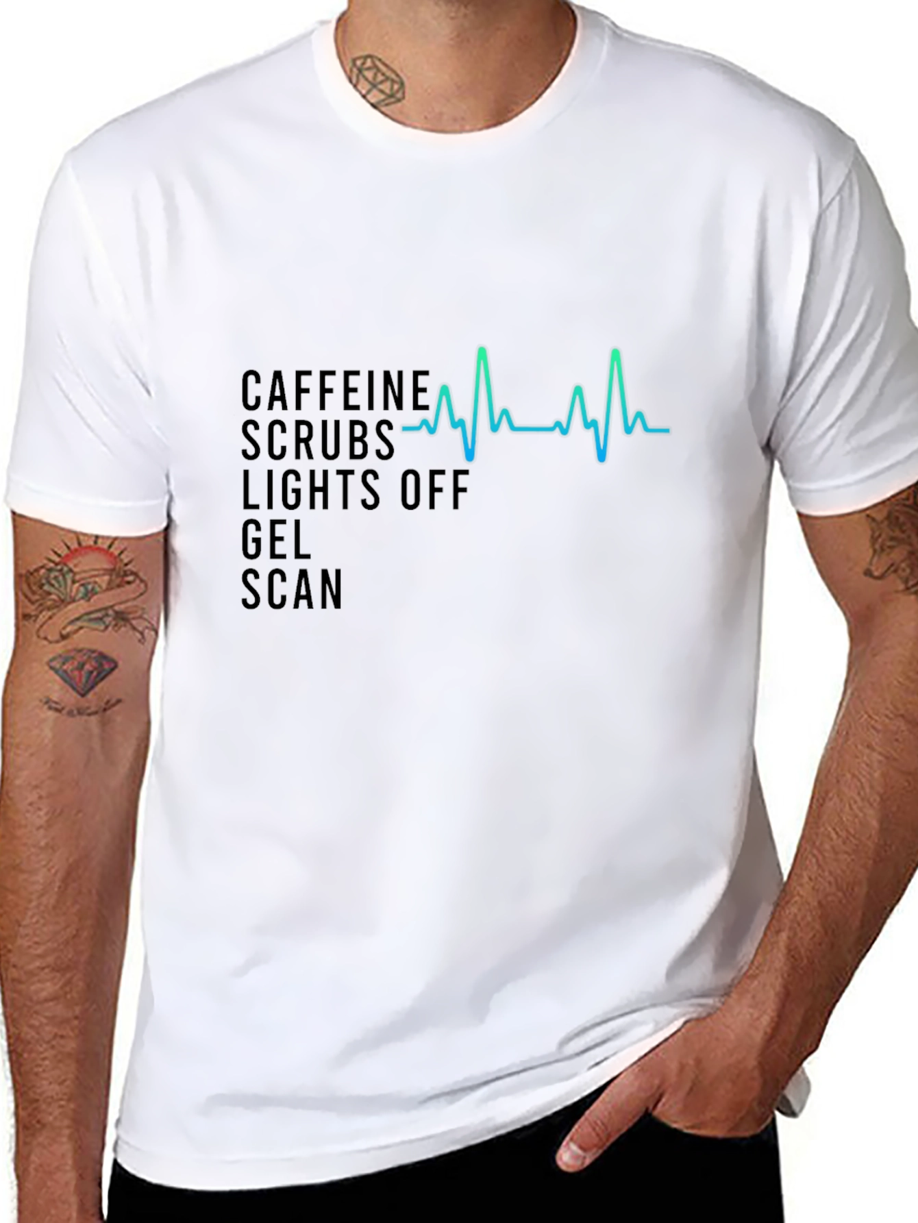 Caffeine Scrubs Heartbeat Tee - Medical Professional Shirt