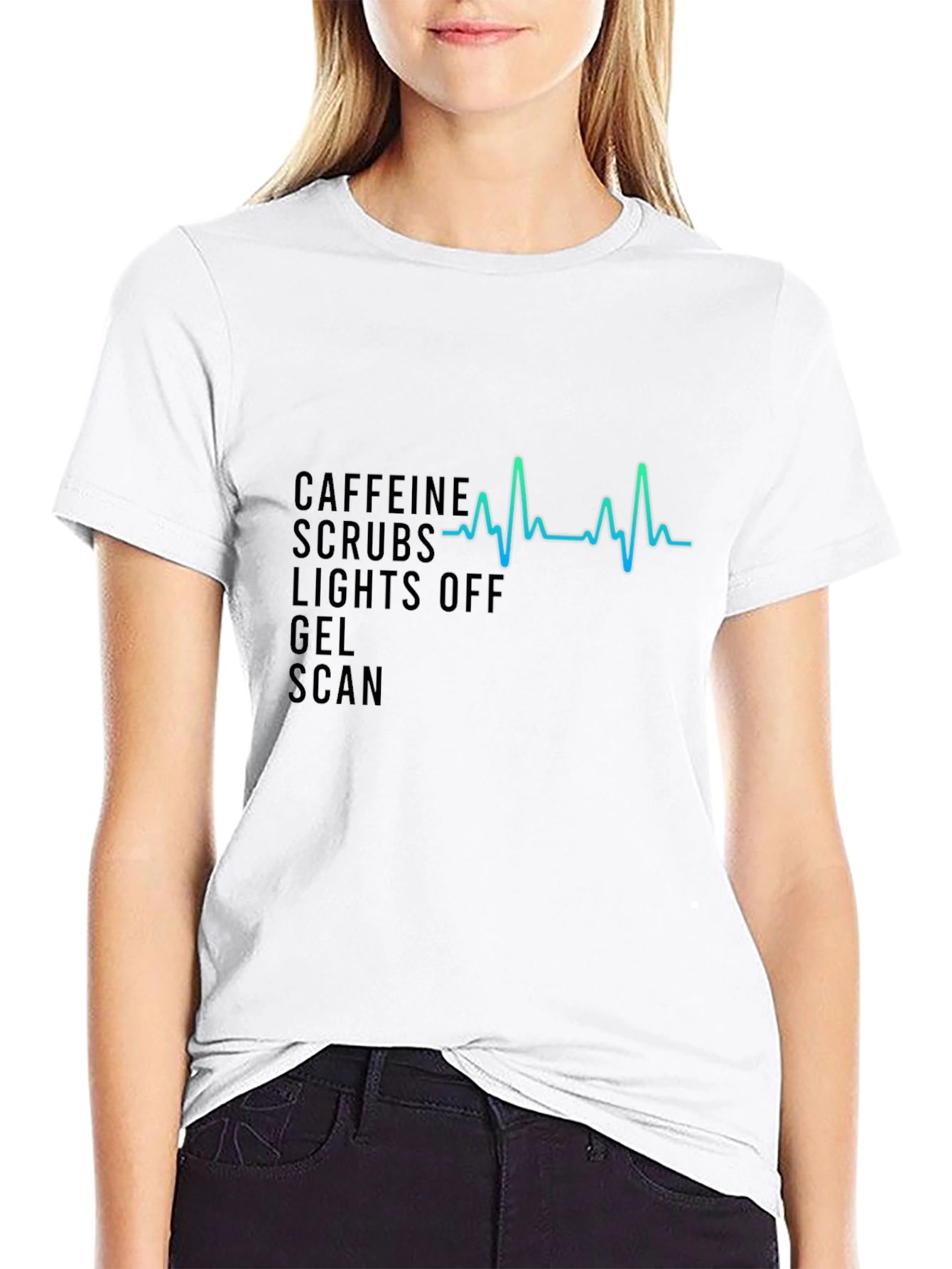 Caffeine Scrubs Heartbeat Tee - Medical Professional Shirt