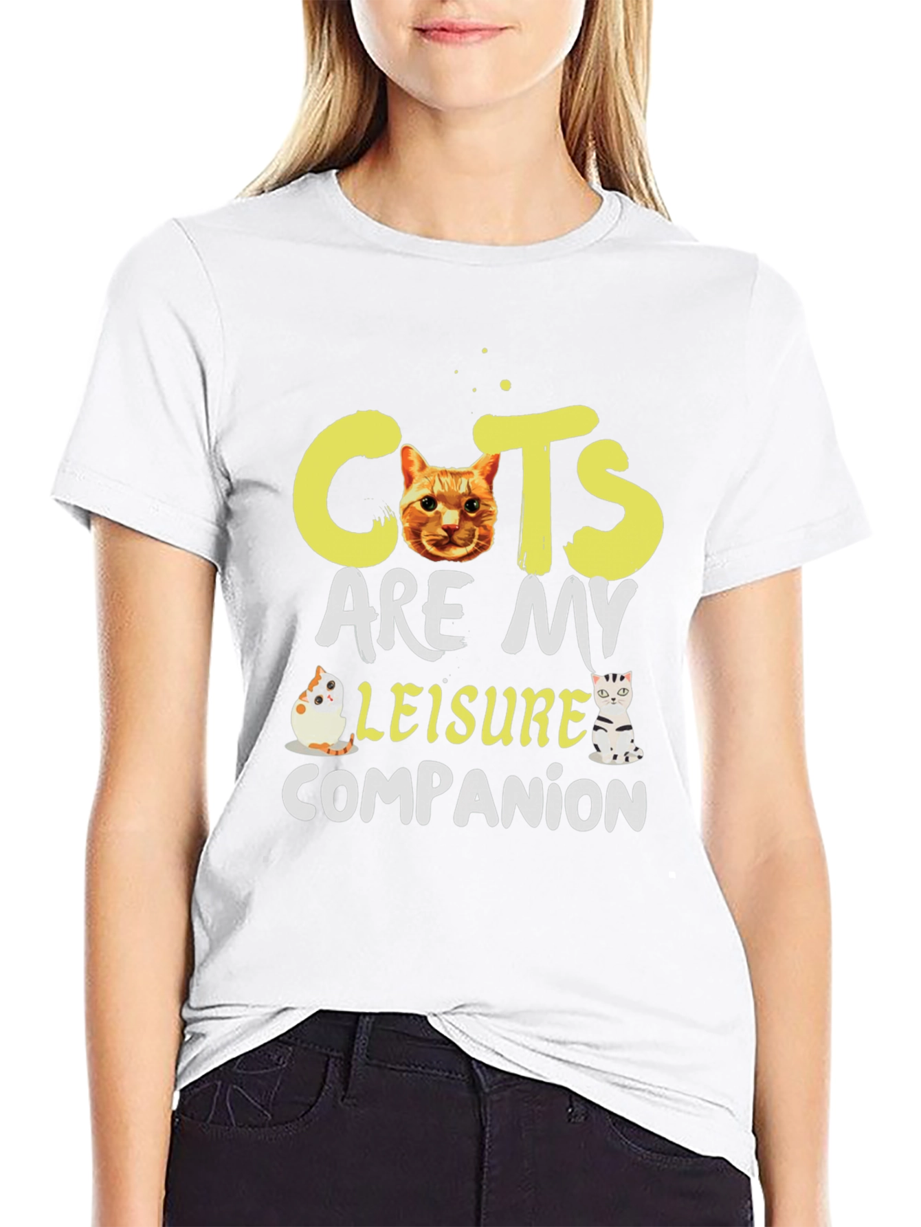 Cats Are My Leisure Companion Black T-Shirt