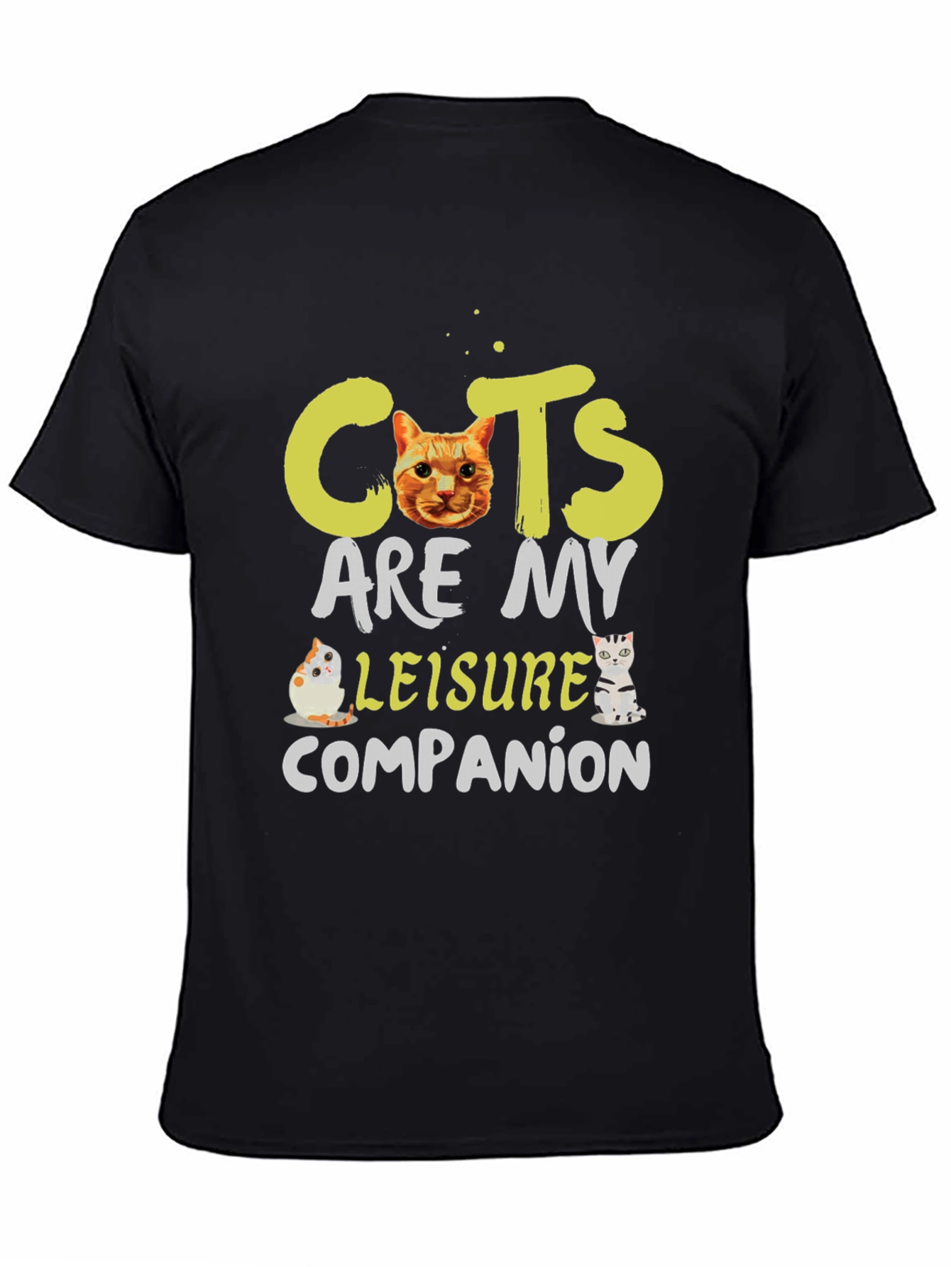 Cats Are My Leisure Companion Black T-Shirt