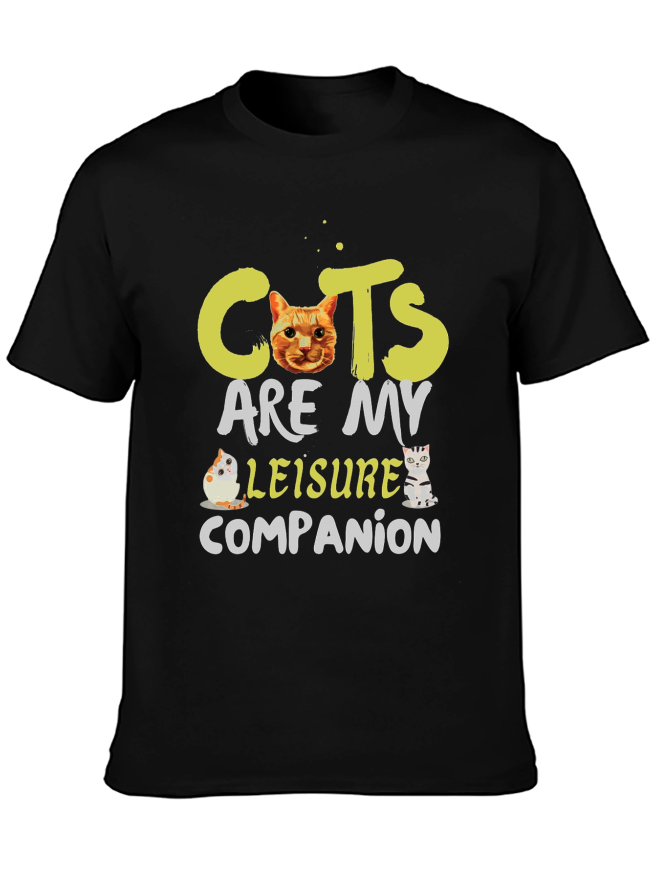 Cats Are My Leisure Companion Black T-Shirt