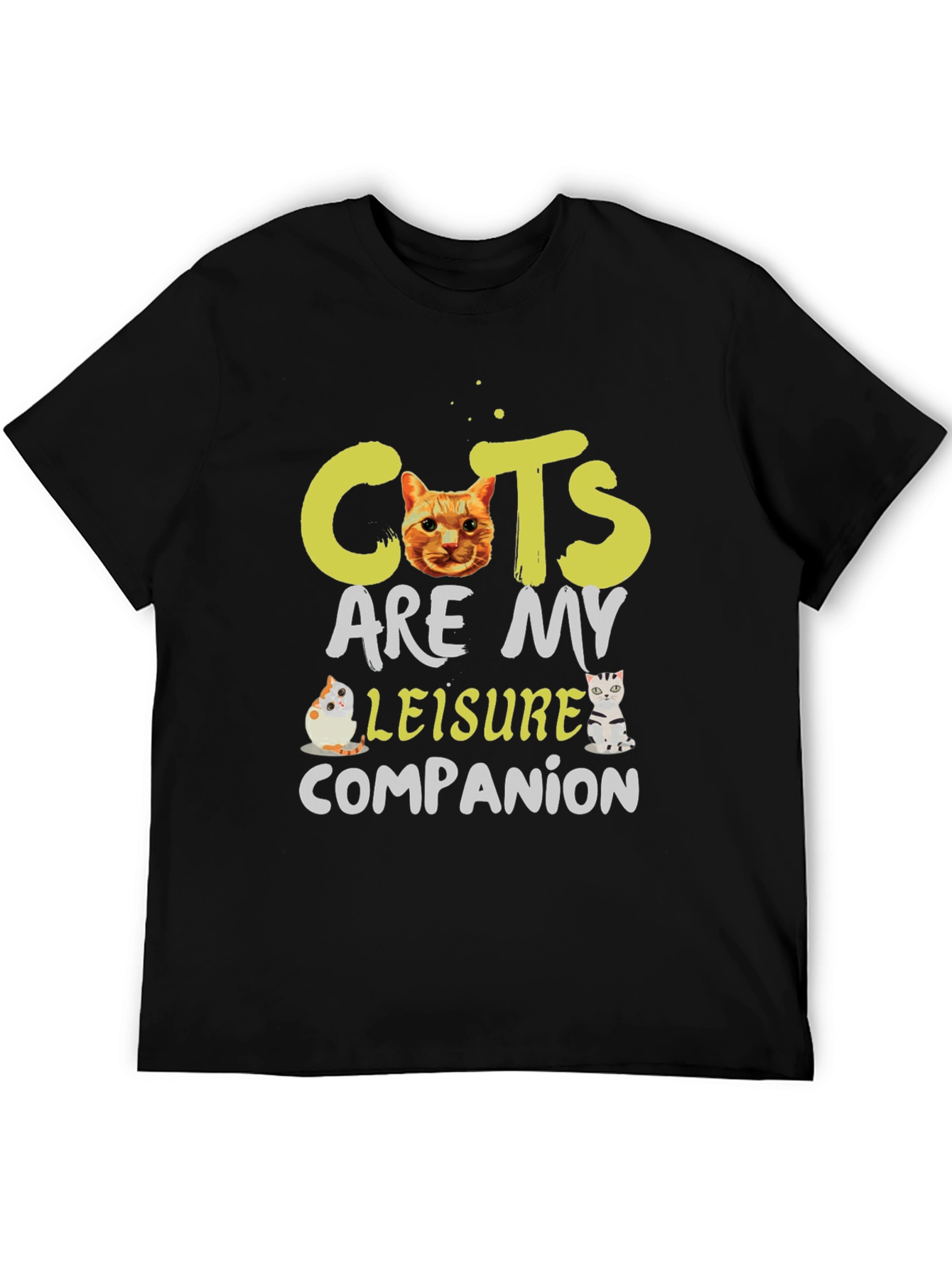 Cats Are My Leisure Companion Black T-Shirt