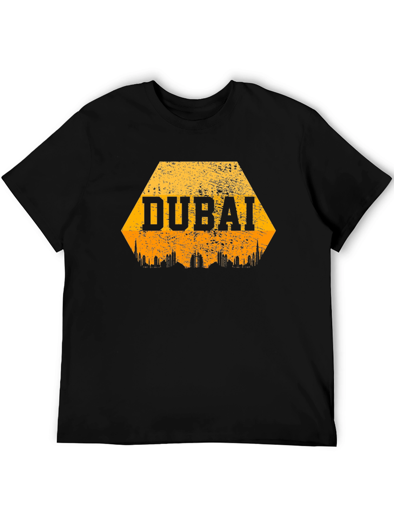 Dubai Skyline Graphic T-Shirt - Black Cotton Blend Tee