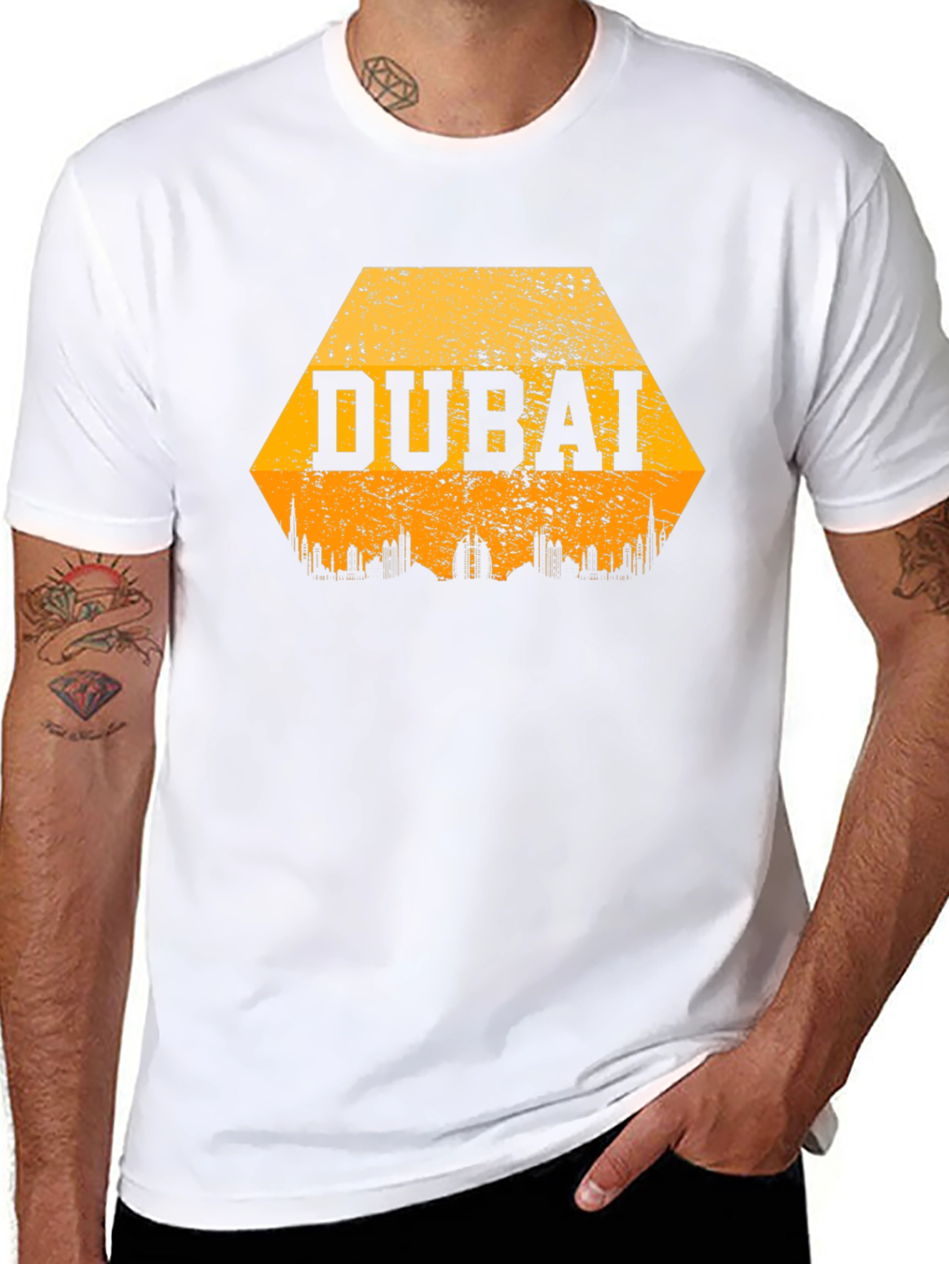 Dubai Skyline Graphic T-Shirt - Black Cotton Blend Tee