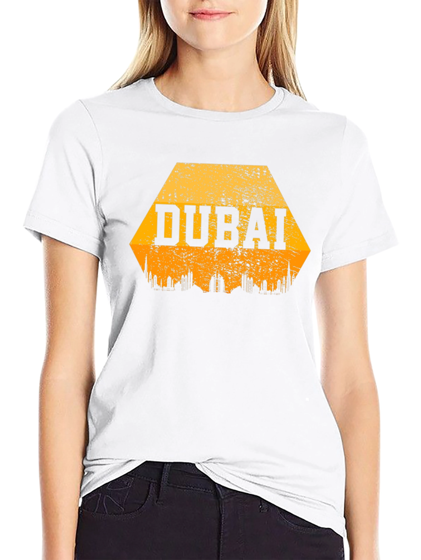 Dubai Skyline Graphic T-Shirt - Black Cotton Blend Tee