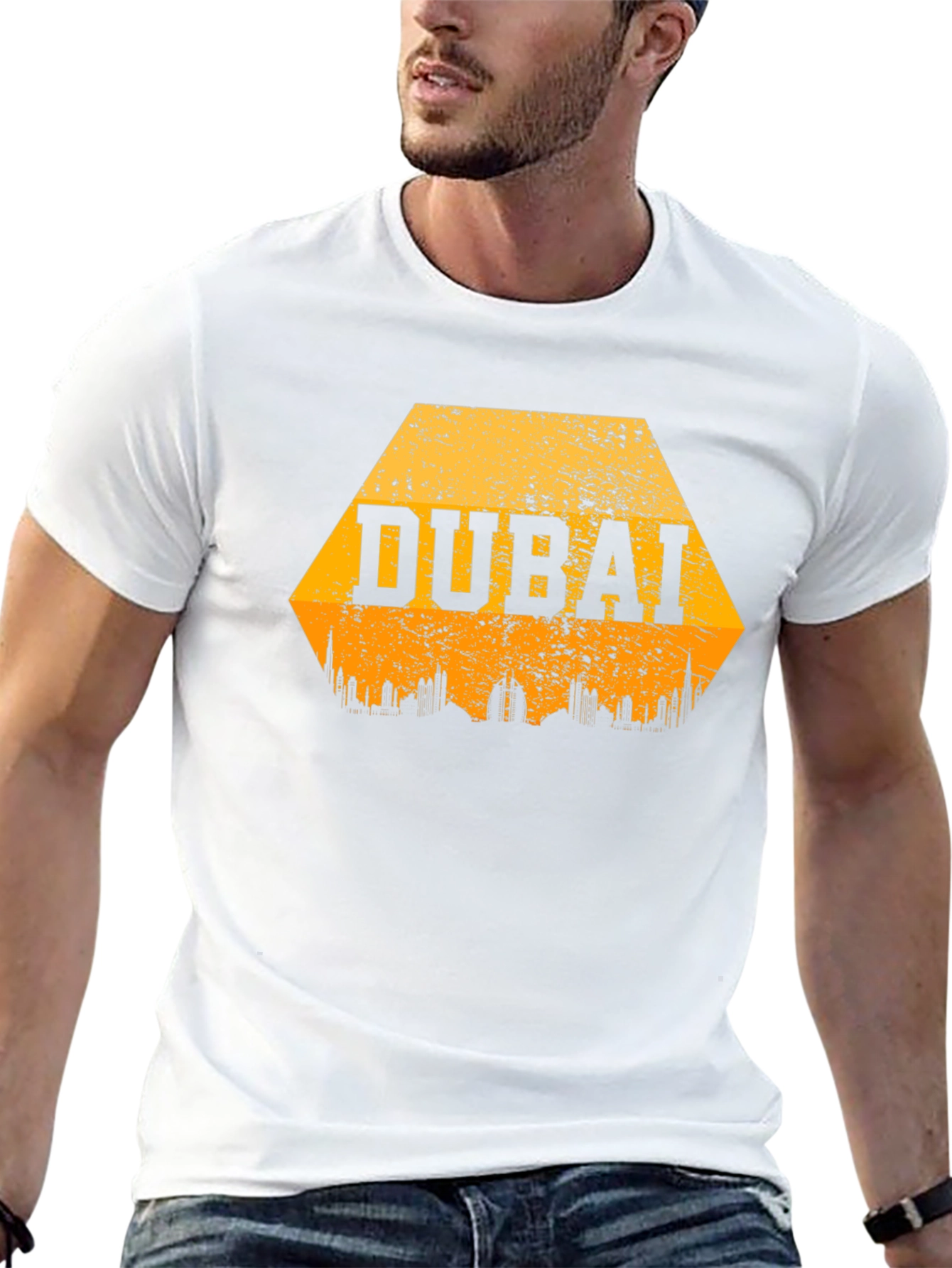 Dubai Skyline Graphic T-Shirt - Black Cotton Blend Tee