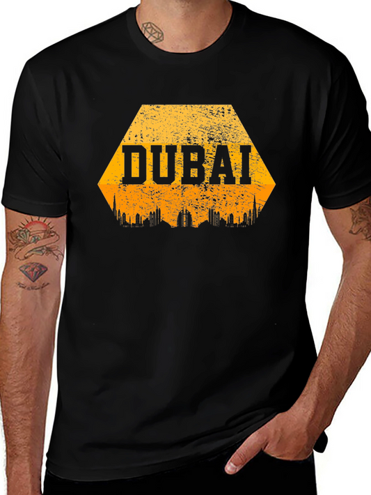 Dubai Skyline Graphic T-Shirt - Black Cotton Blend Tee