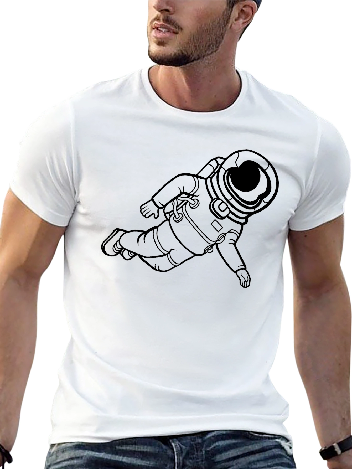 Astronaut Graphic T-Shirt - Black Casual Wear
