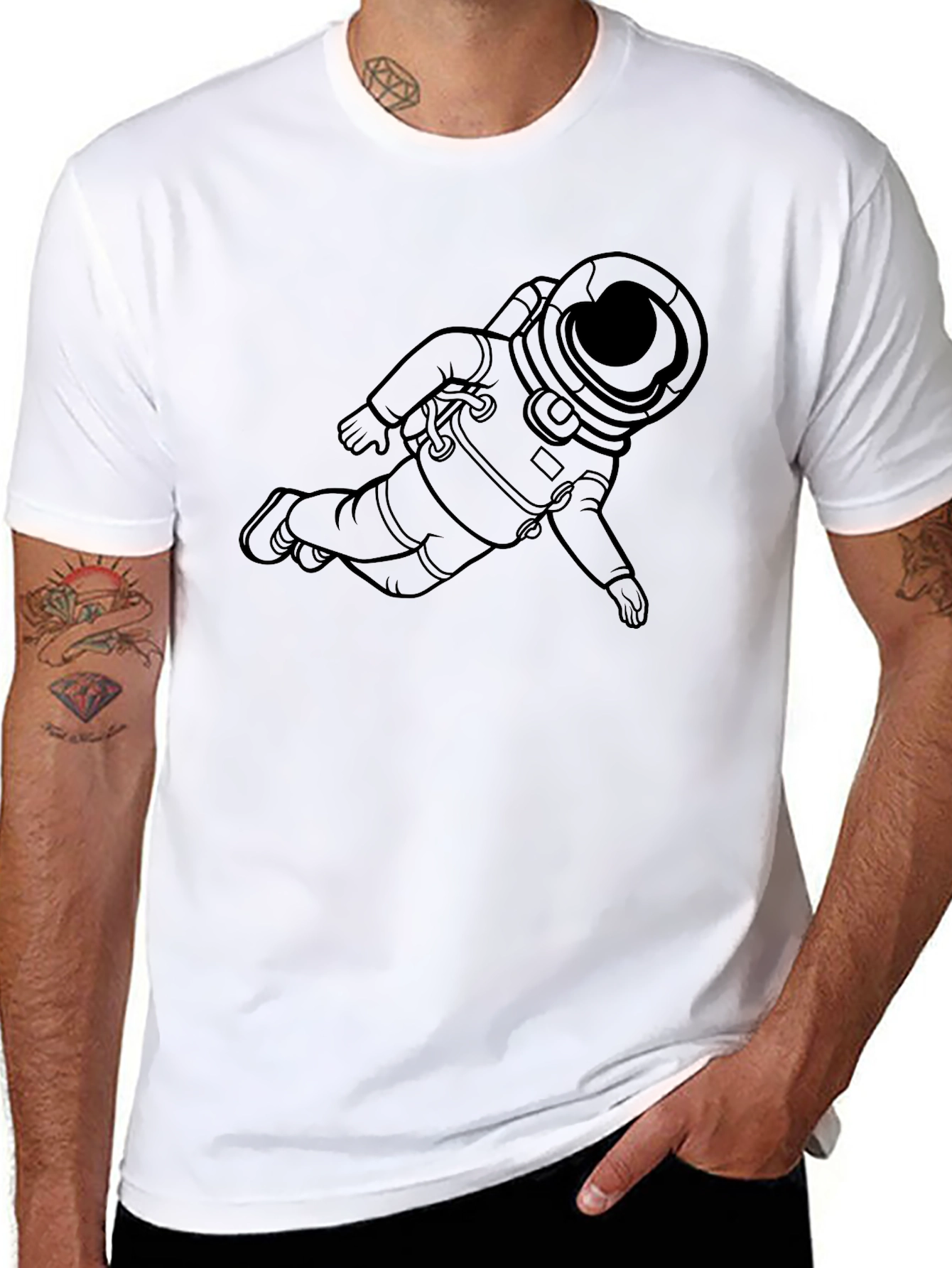 Astronaut Graphic T-Shirt - Black Casual Wear