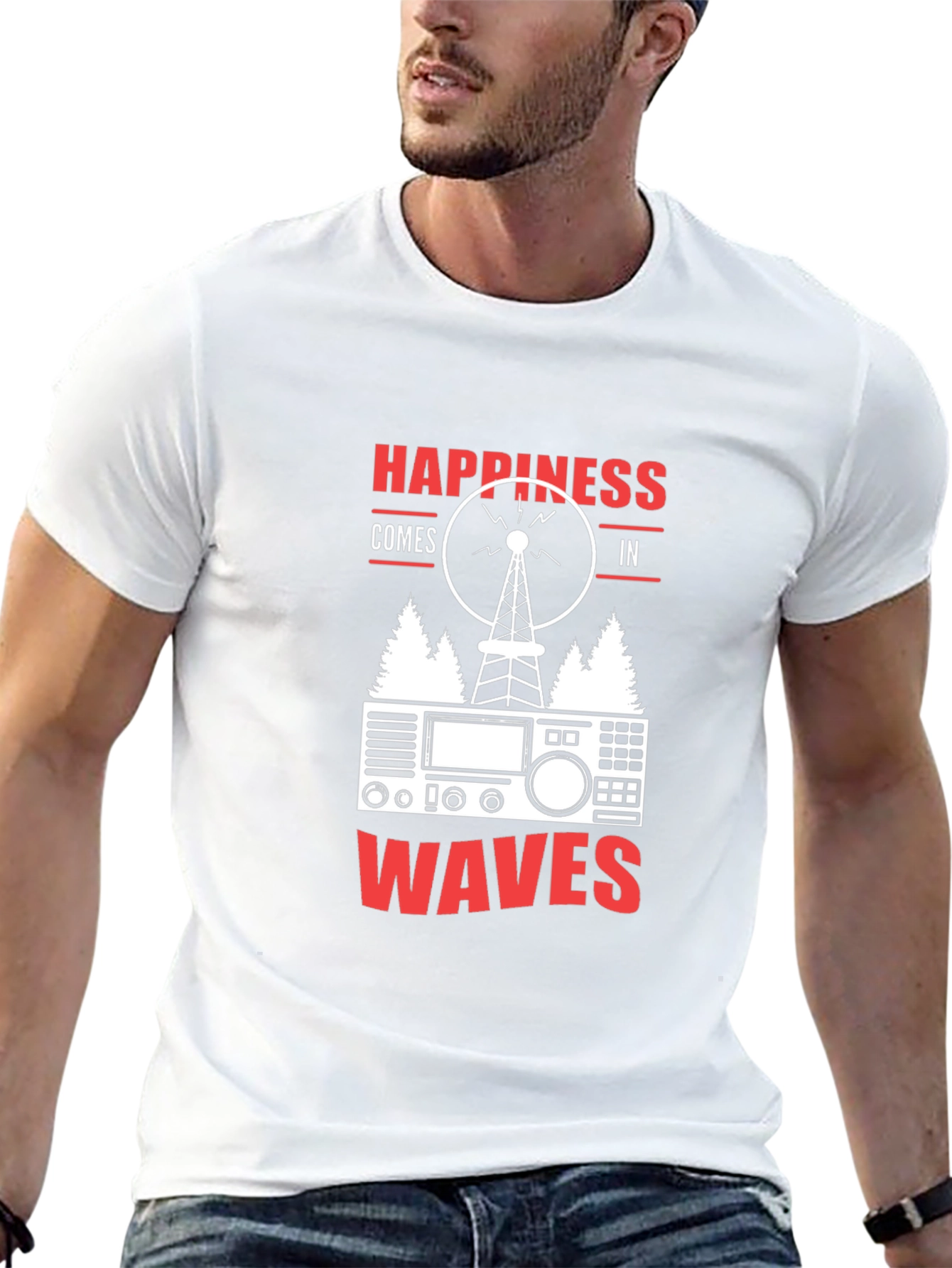 Happiness Comes in Waves Ham Radio T-Shirt