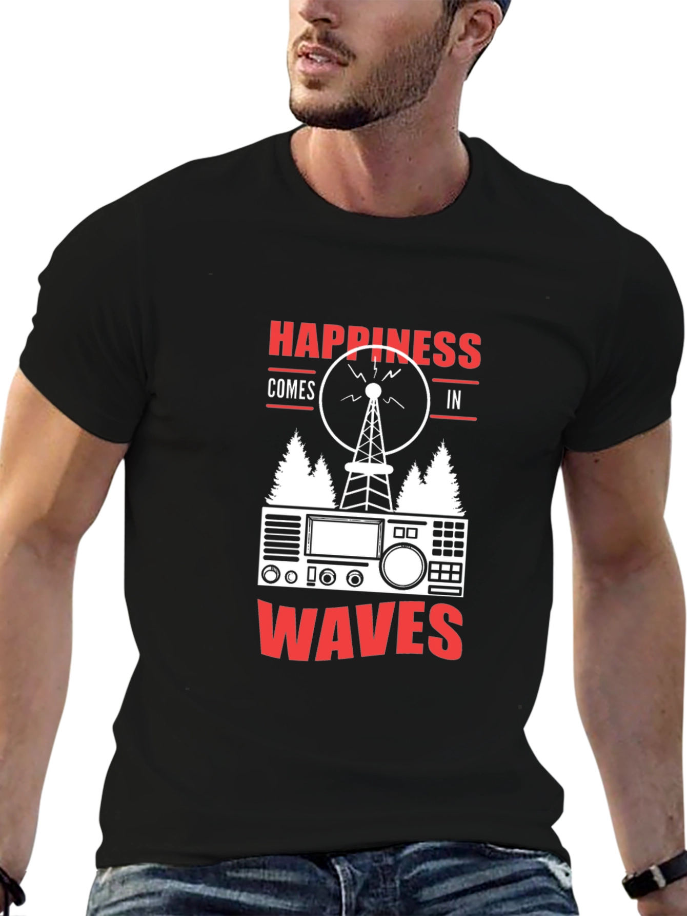Happiness Comes in Waves Ham Radio T-Shirt