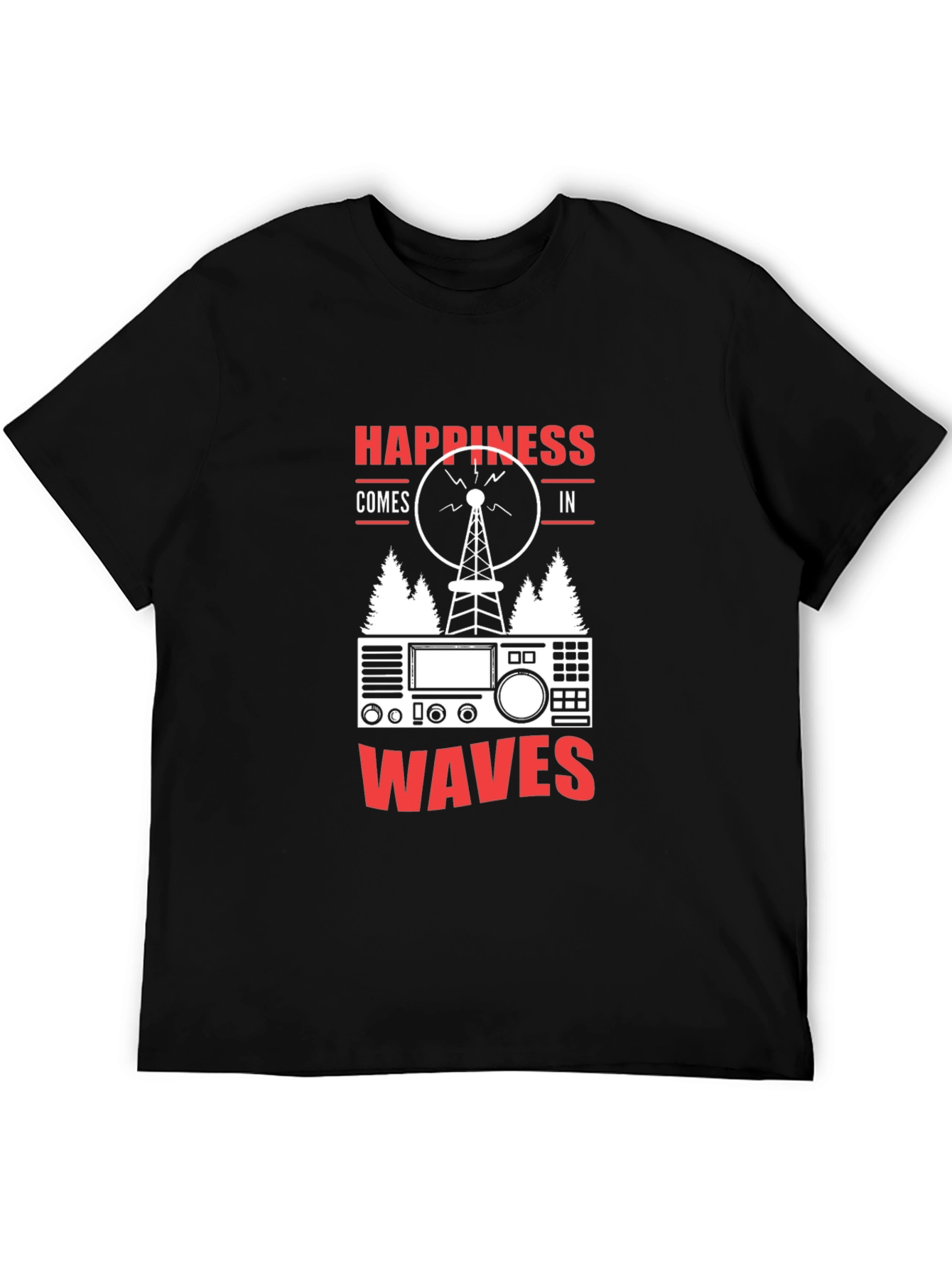 Happiness Comes in Waves Ham Radio T-Shirt