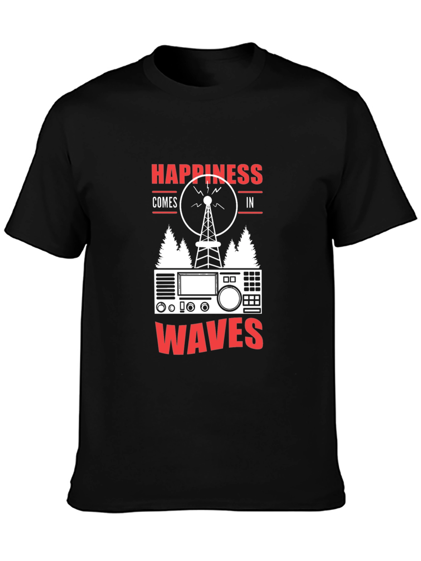 Happiness Comes in Waves Ham Radio T-Shirt